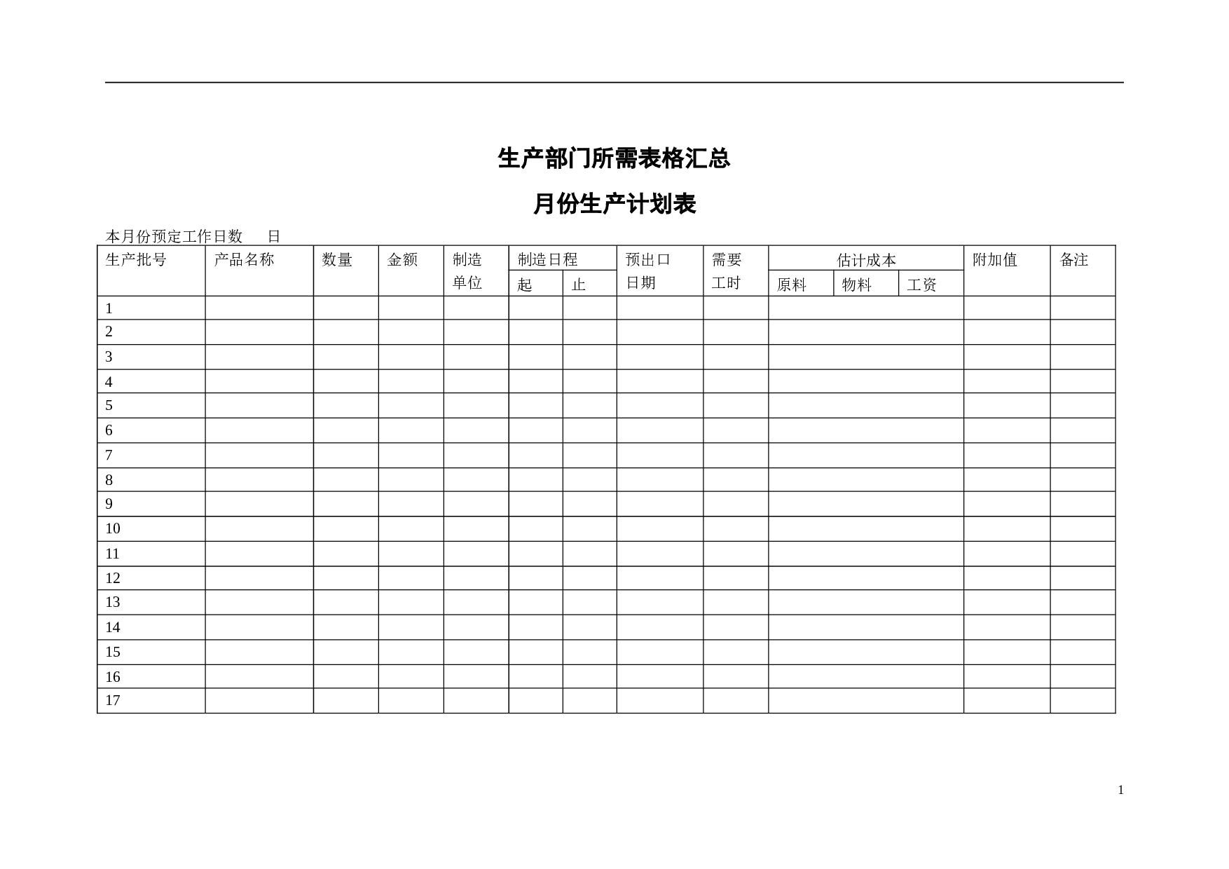 生产部门所需表格汇总 29页.doc 第1页