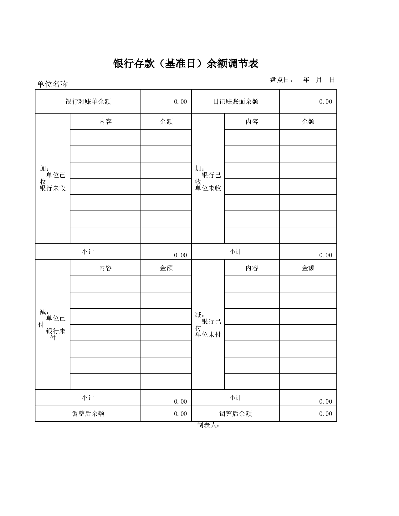 银行存款余额调节表.xls 第1页