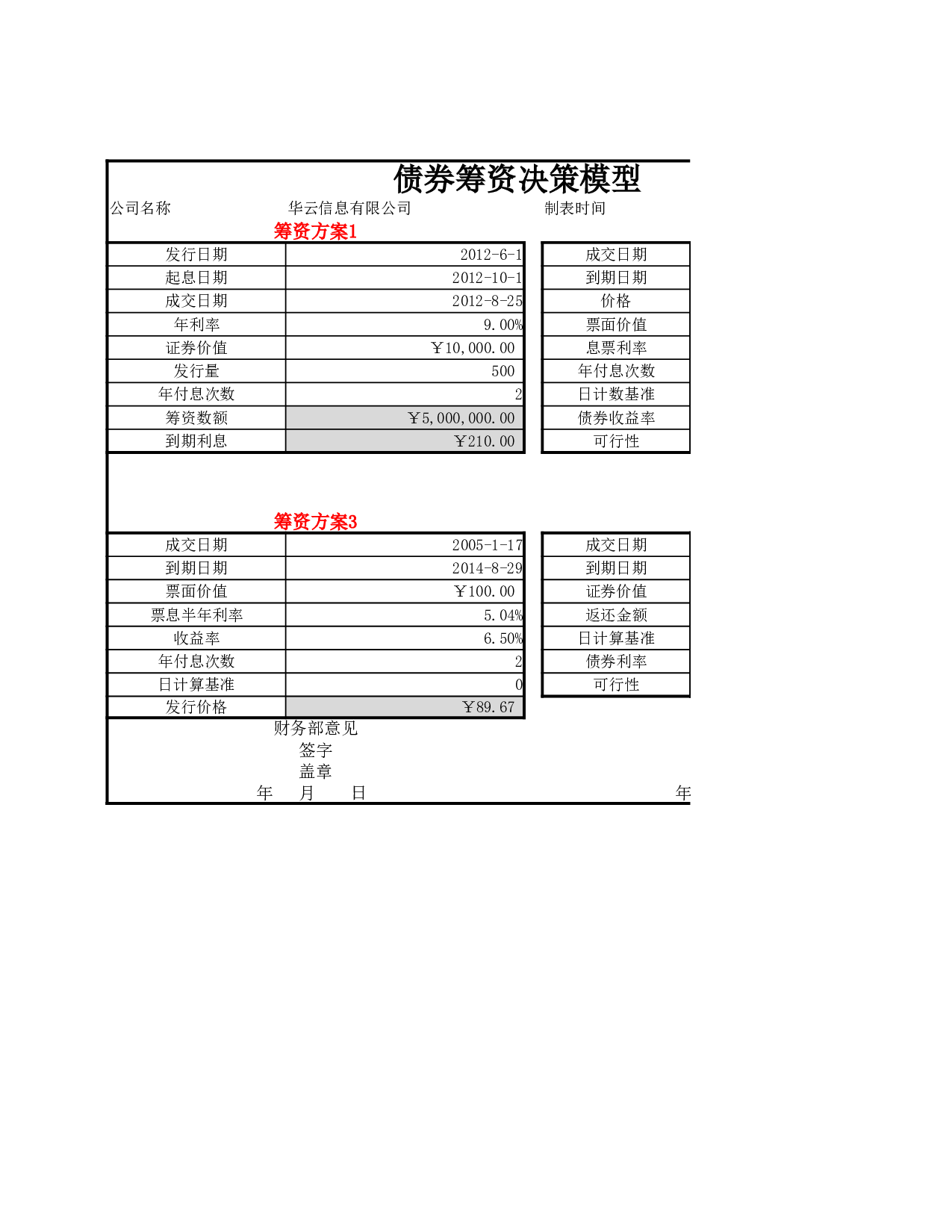 债券筹资决策模型.xlsx 第1页