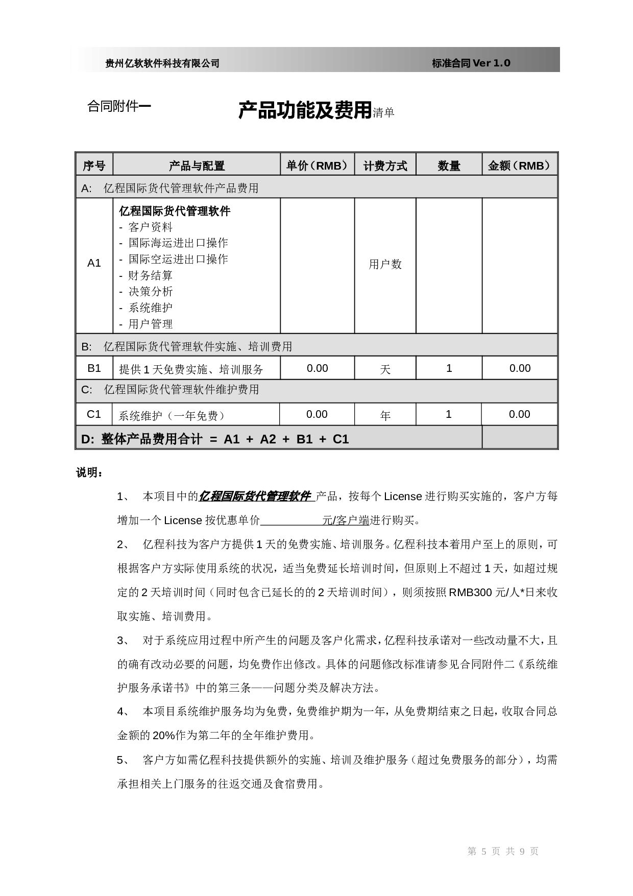 软件销售合同书(XX国际货运代理有限公司).doc 第5页