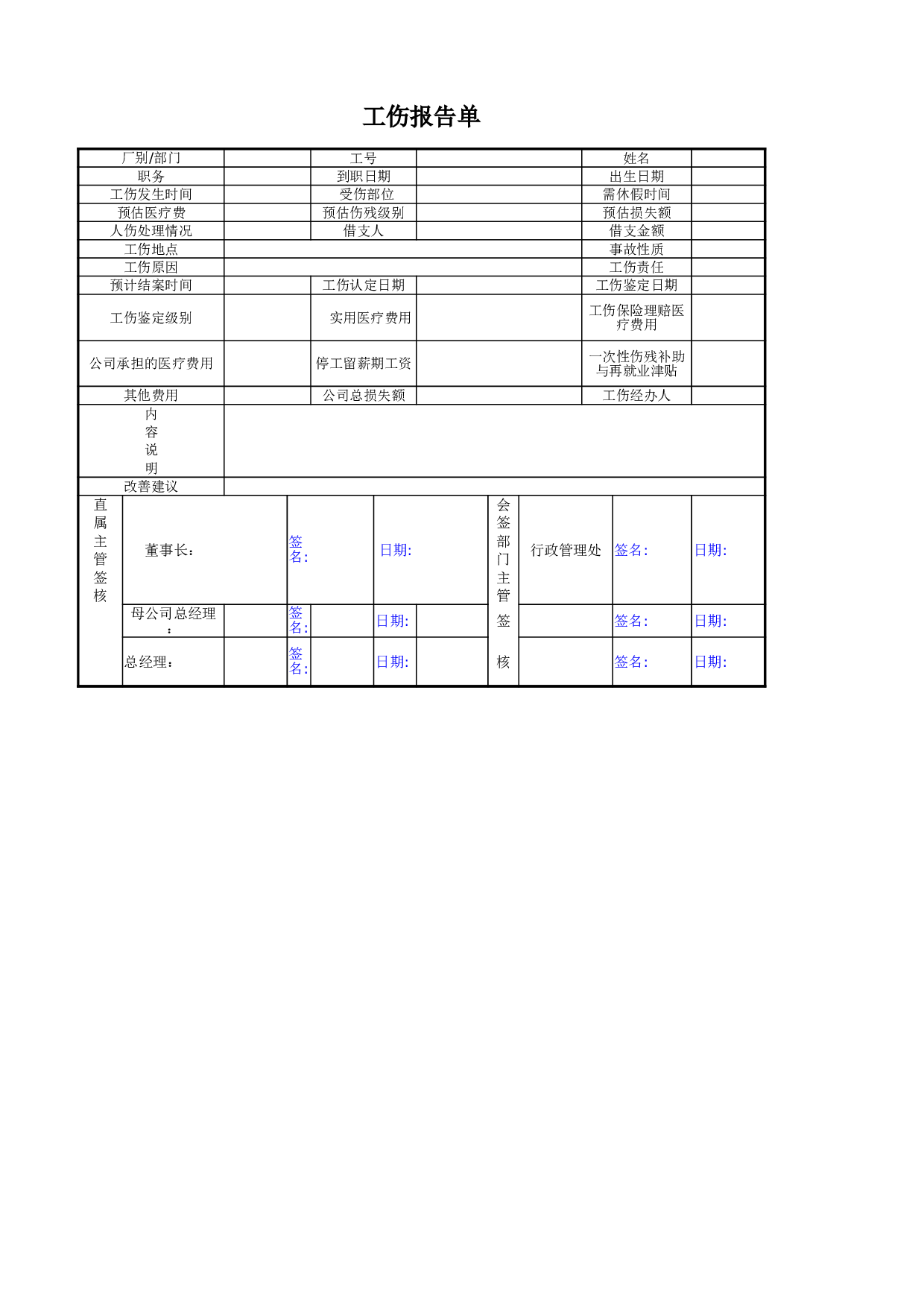 工伤报告单.xlsx 第1页