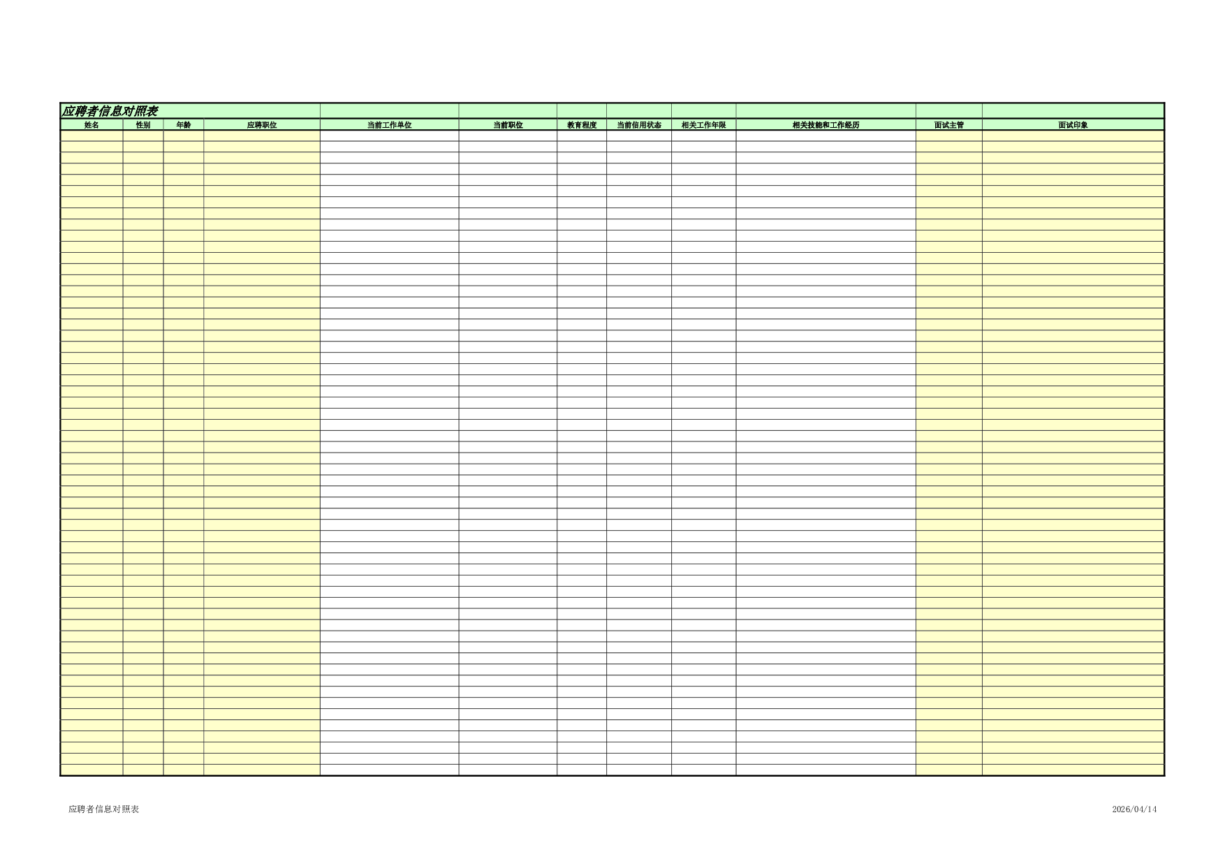 应聘者信息及对照表.xls 第2页