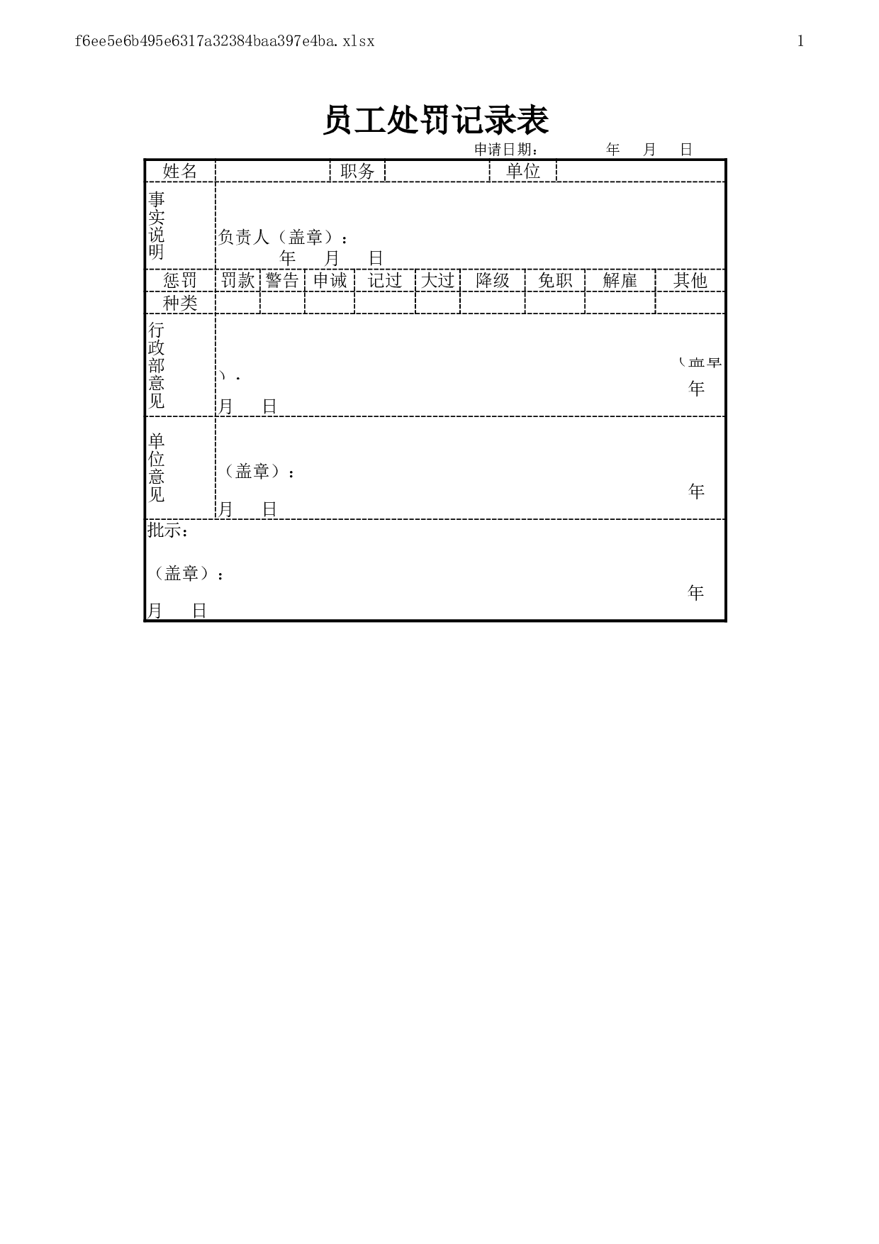 员工处罚记录表.xlsx 第1页