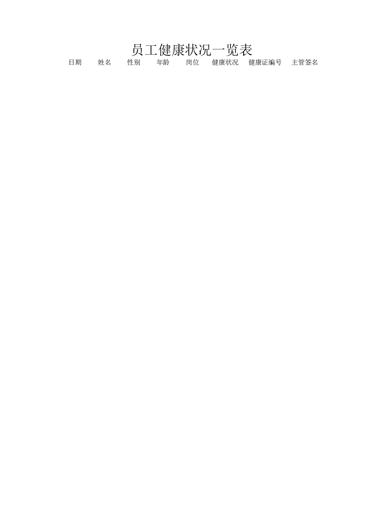 员工健康状况一览表.xlsx 第1页