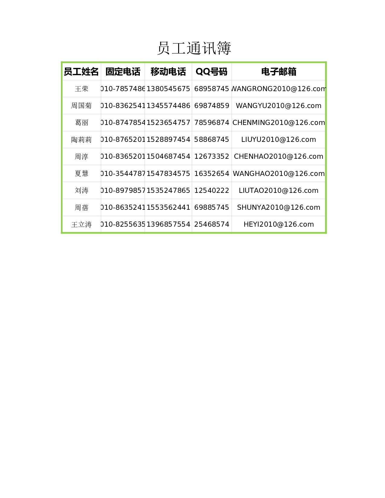 员工通信薄.xlsx 第1页