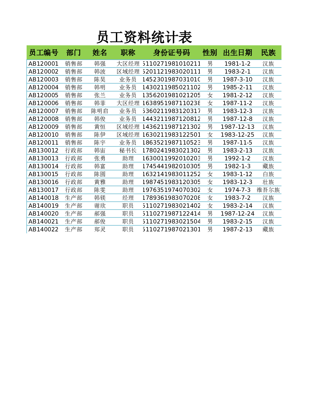 员工资料查询表.xlsx 第1页
