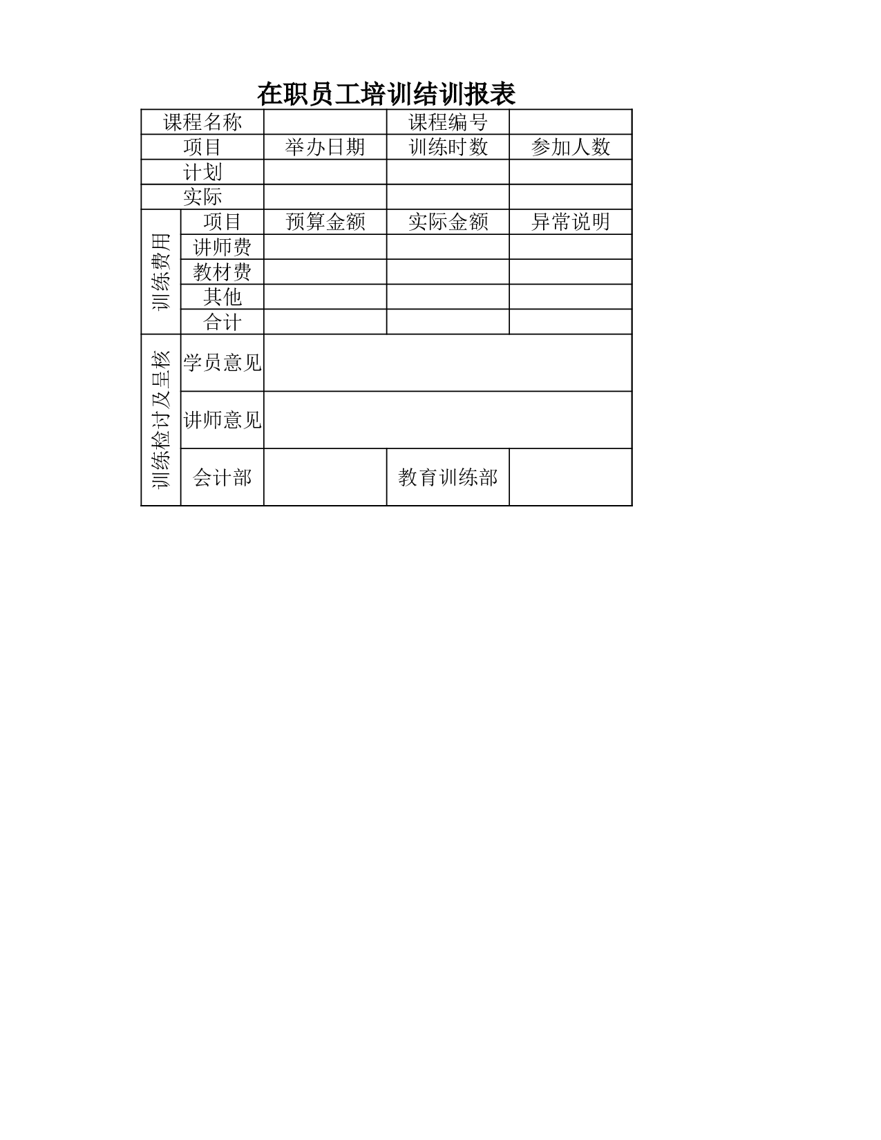在职员工培训结训报表.xlsx 第1页