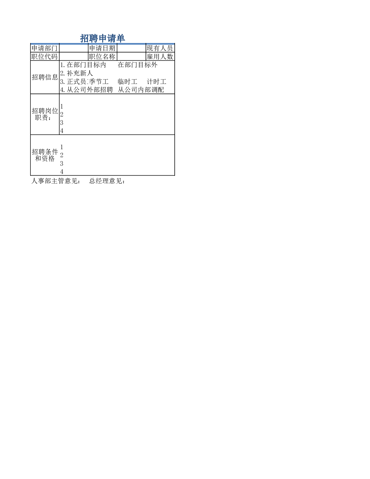 招聘申请表.xlsx 第2页