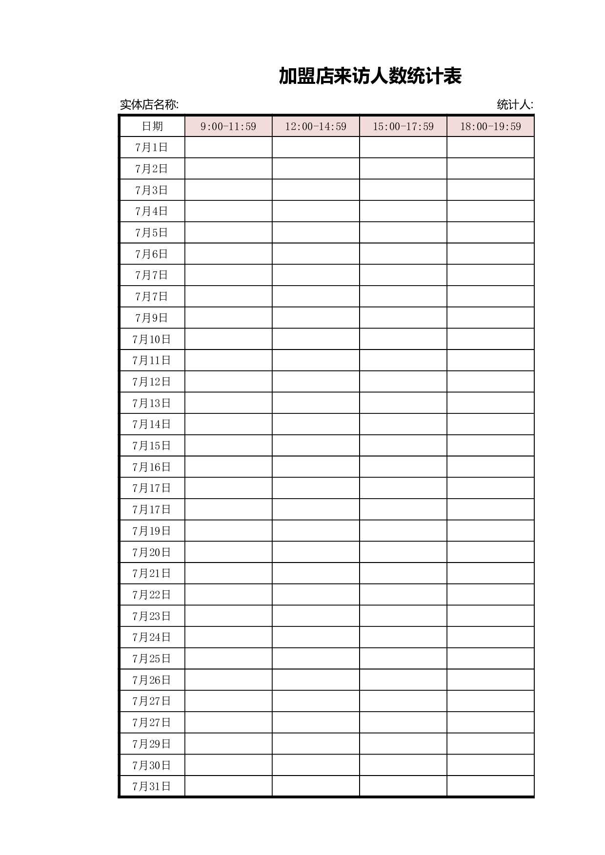 加盟店来访人数统计表.xlsx 第1页