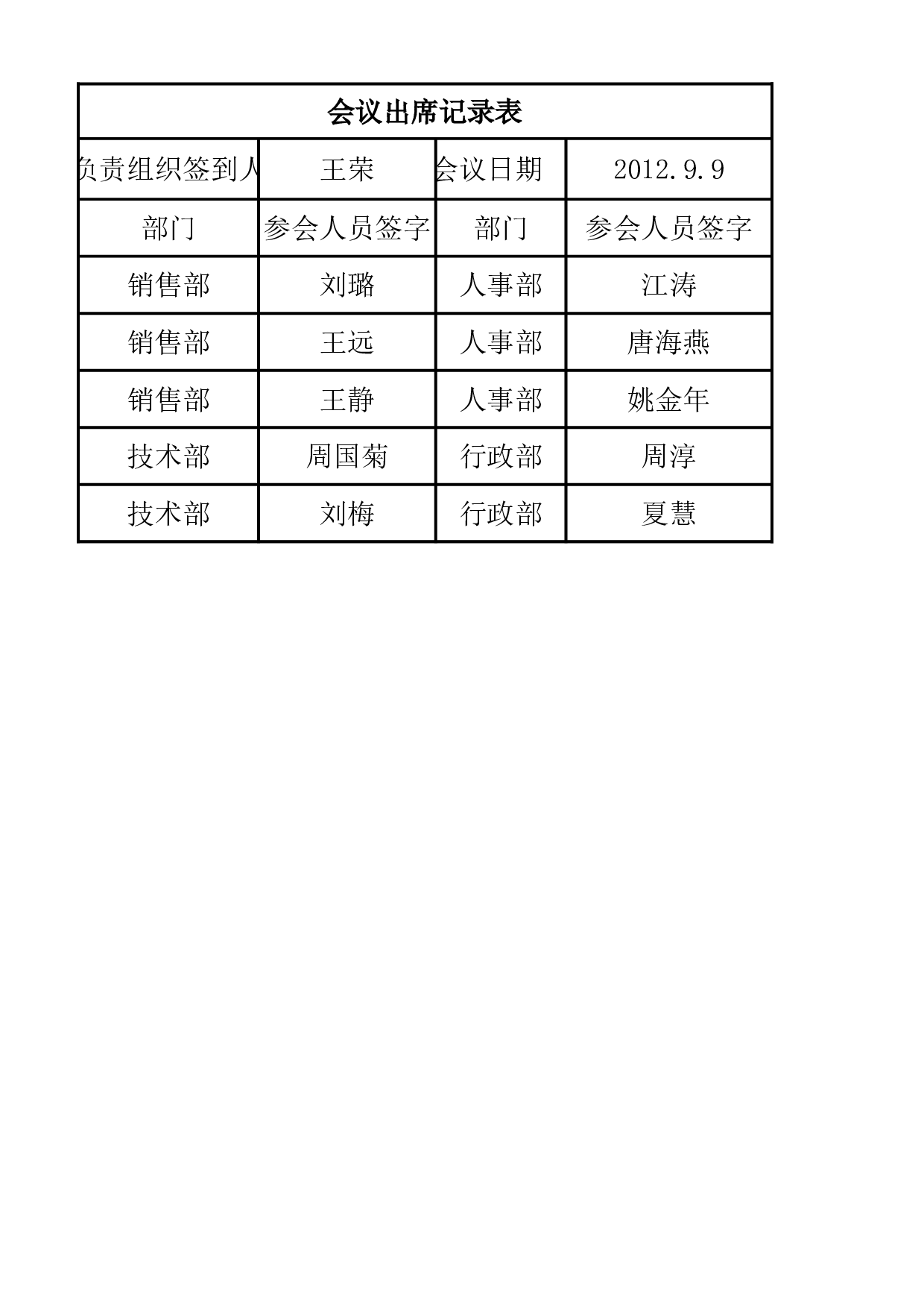 会议出席记录表.xlsx 第1页