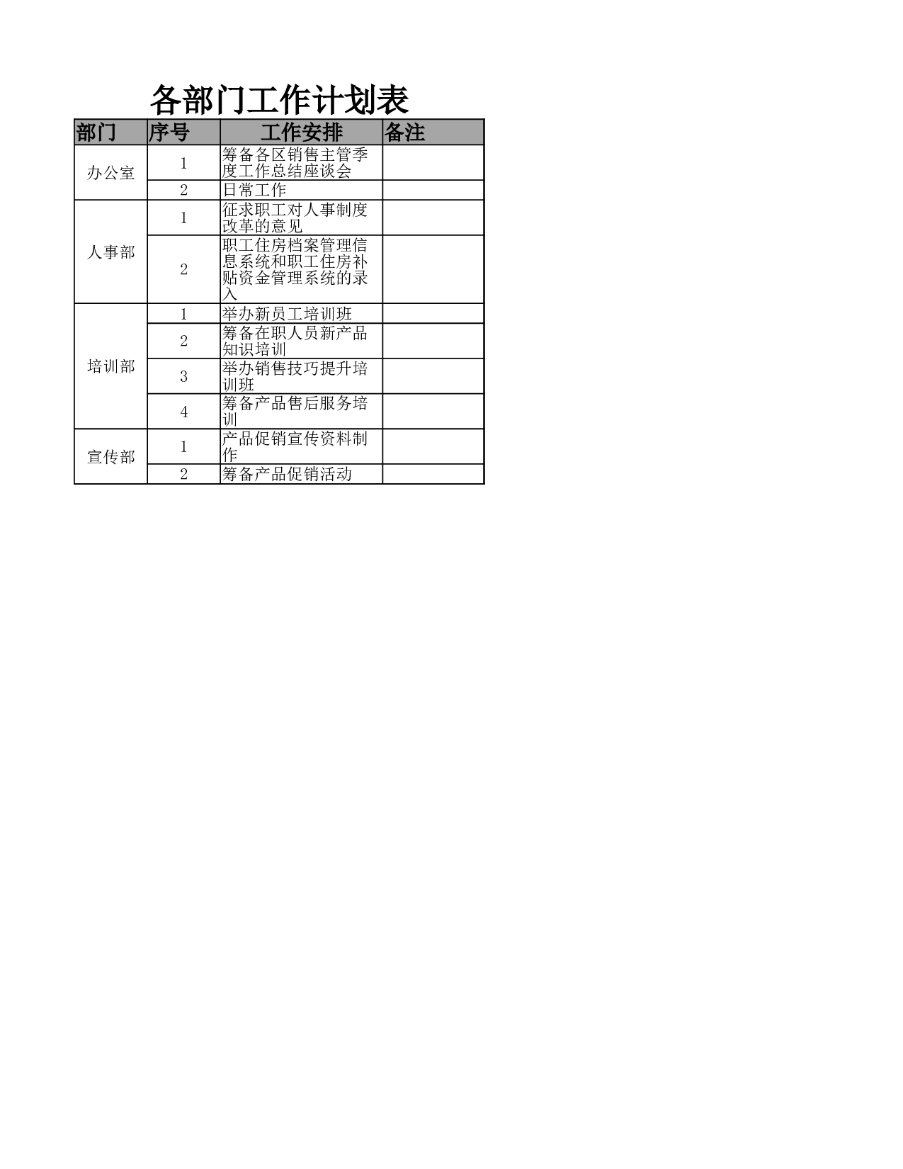 各部门工作计划表.xlsx 第1页