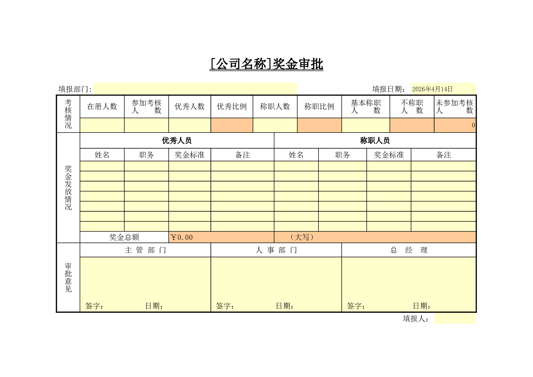 奖金审批.xls 第1页