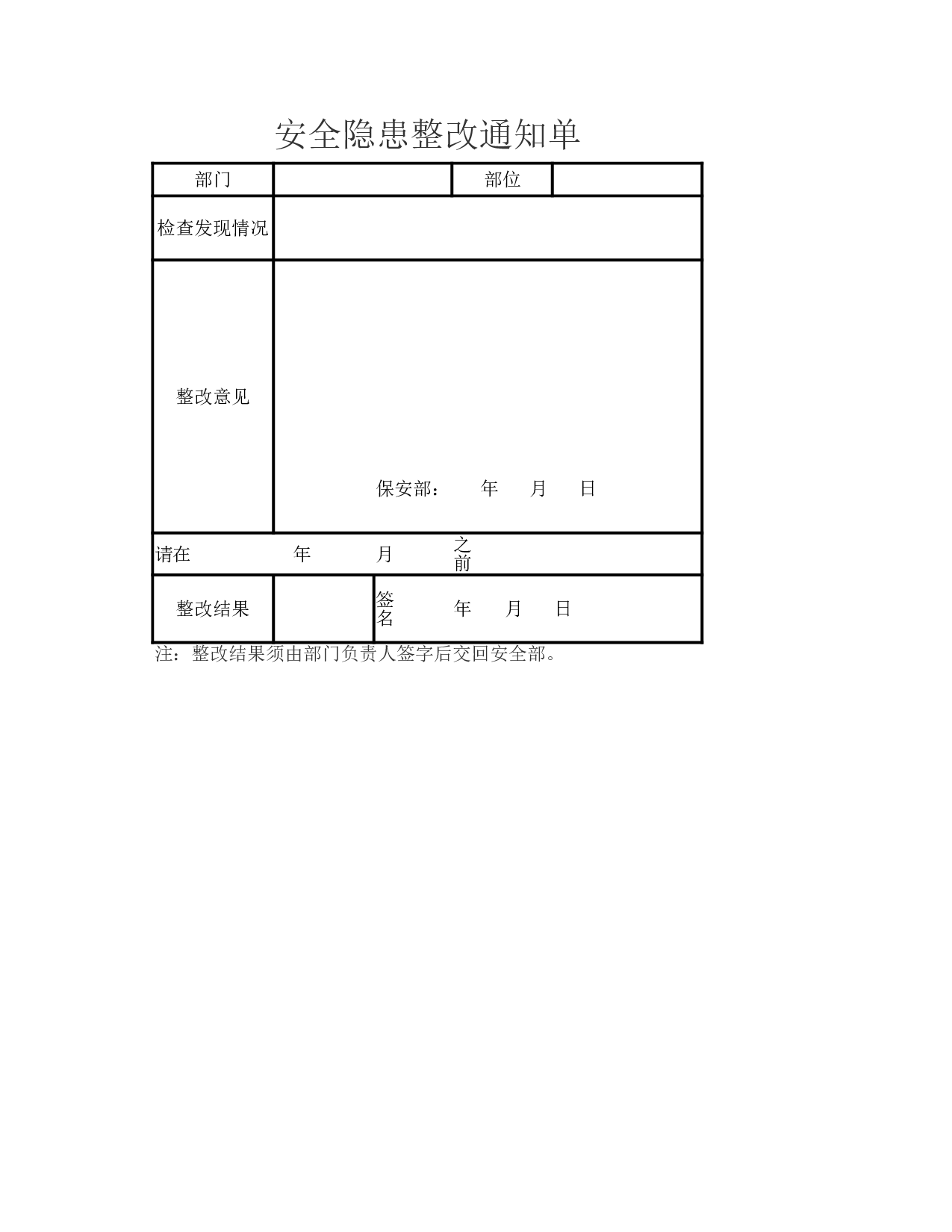 安全隐患整改通知单.xlsx 第1页