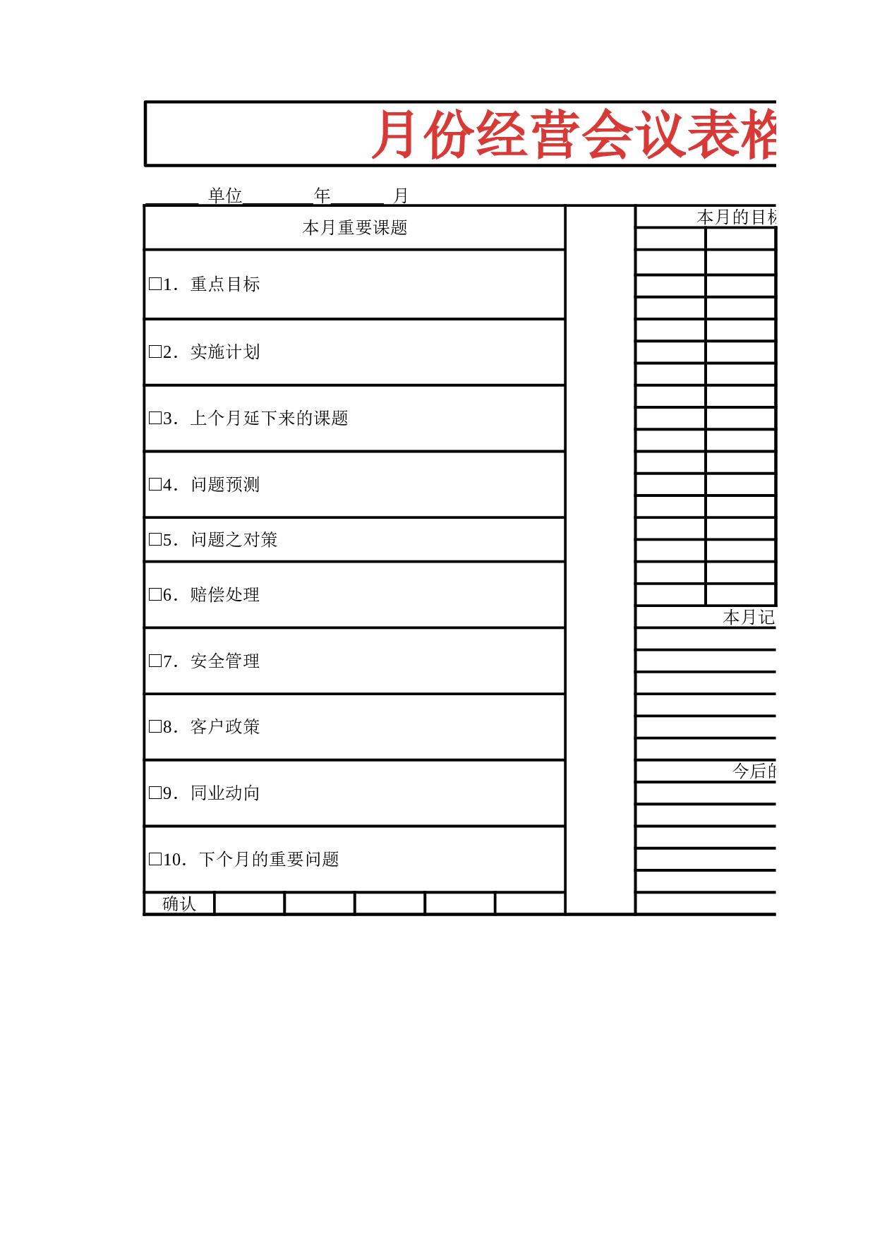 月份经营会议表.xlsx 第1页