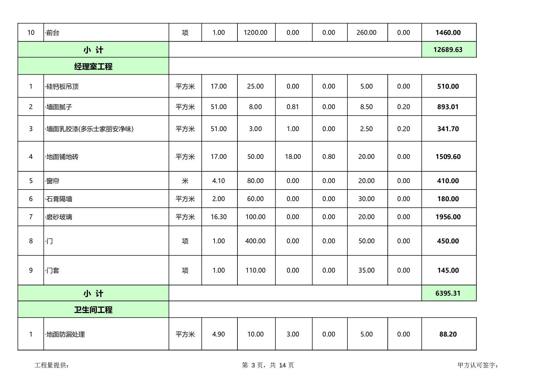 办公室室内装修预算报价表.xls 第3页