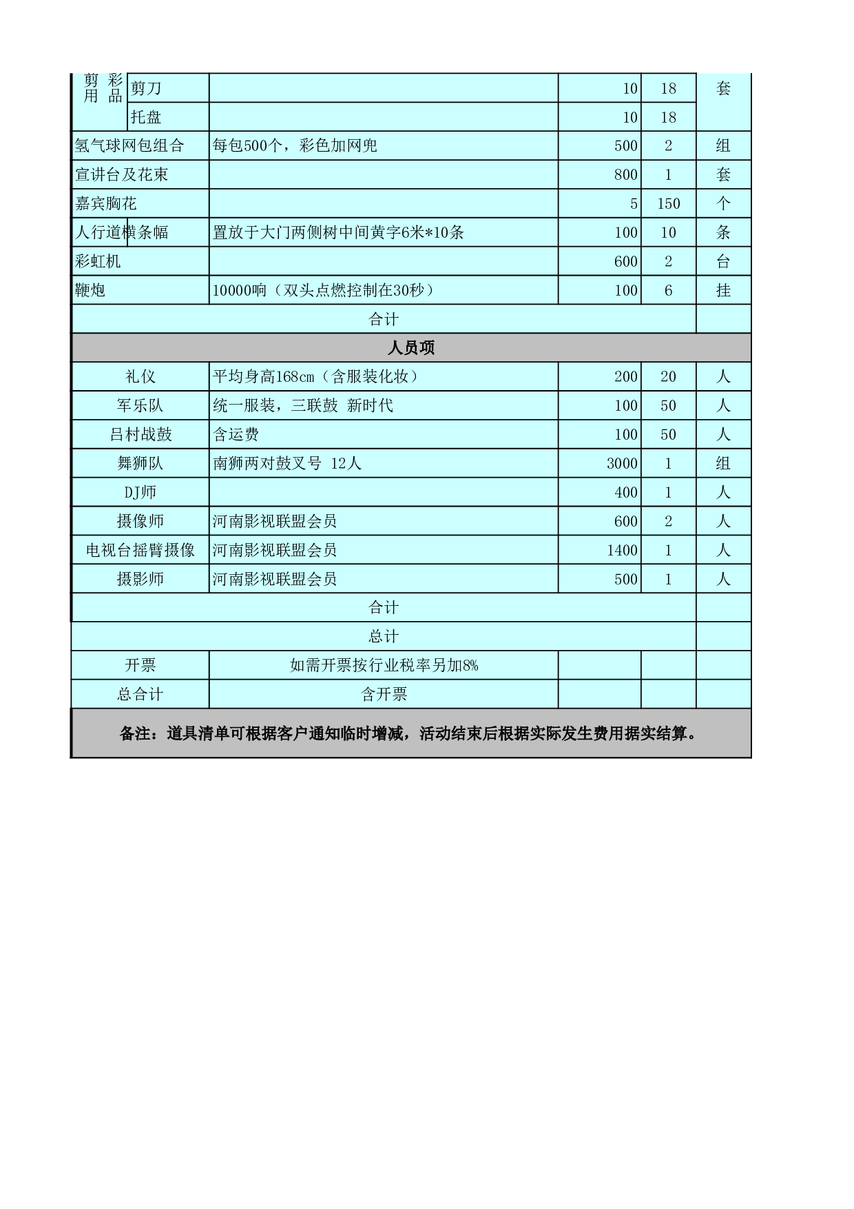 商城开业仪式预算.xls 第2页