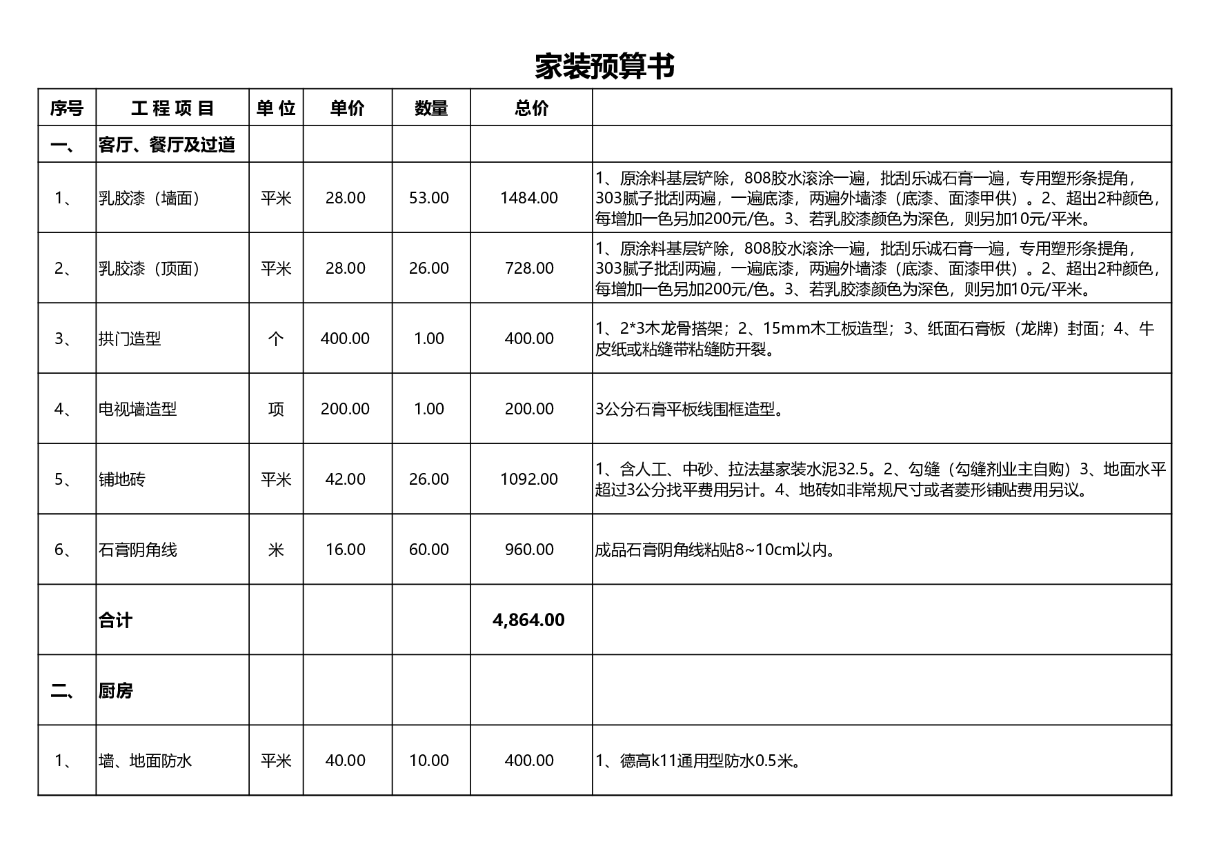 家装预算书.xls 第1页