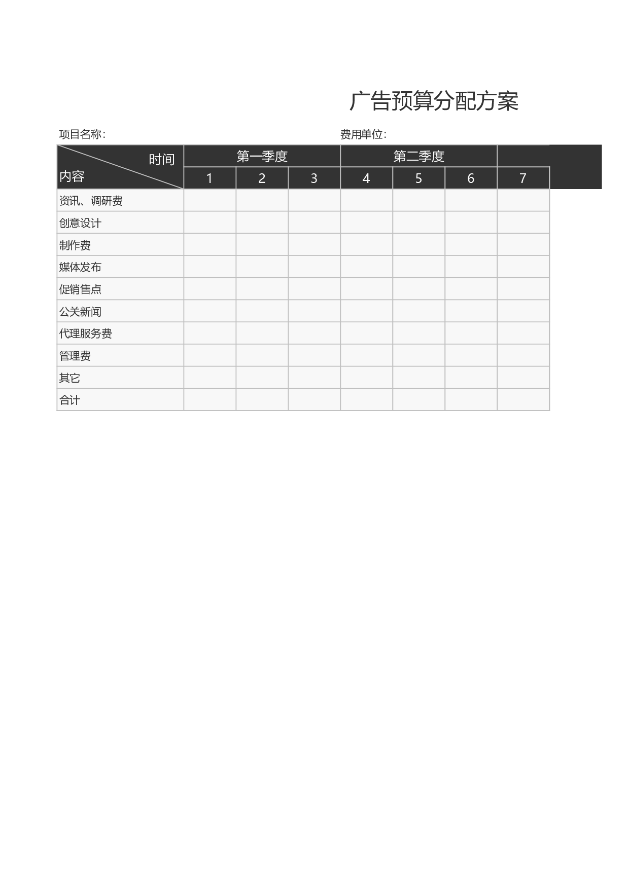 广告预算分配方案excel模板.xls 第1页