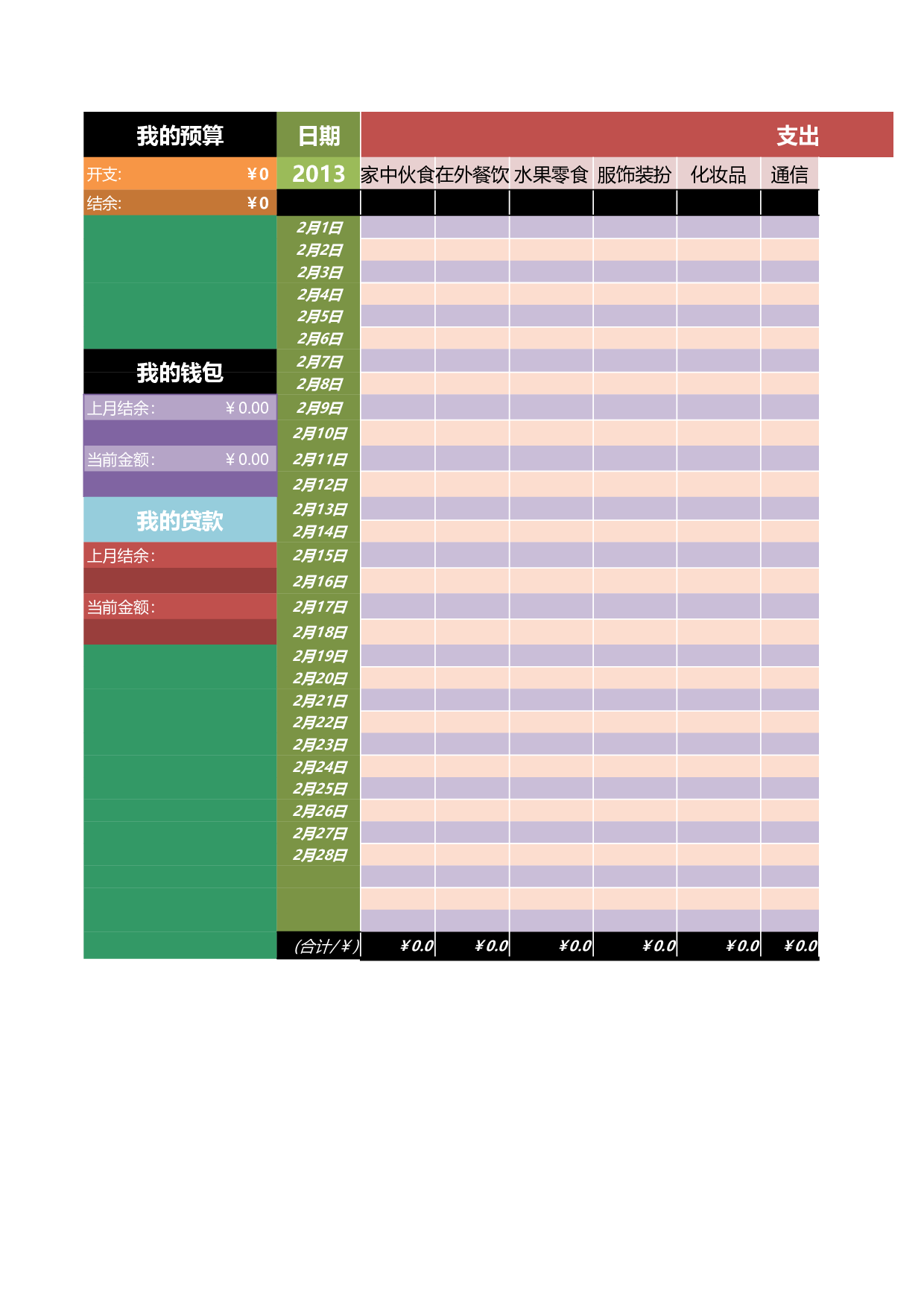 计划消费预算明细表Excel表格模板.xls 第3页
