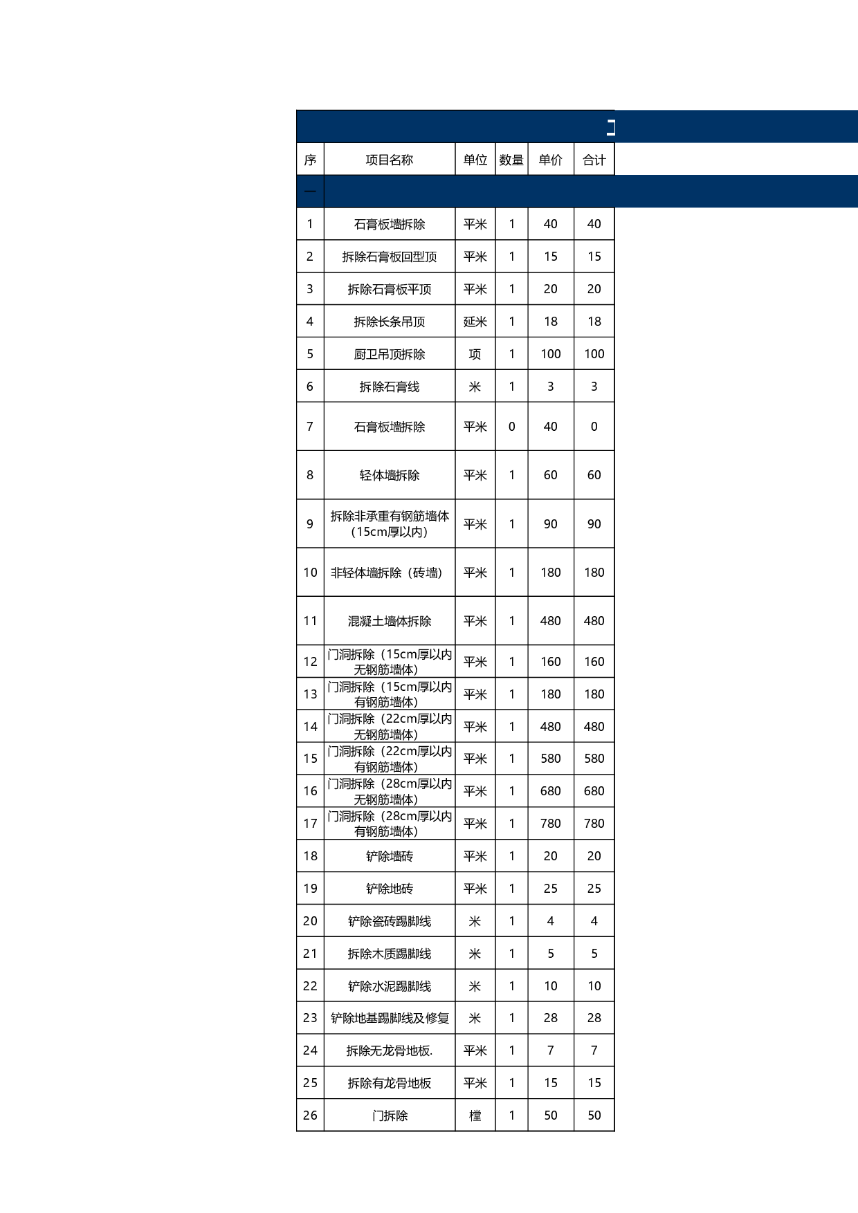 报价单excel模板 (4).xls 第1页