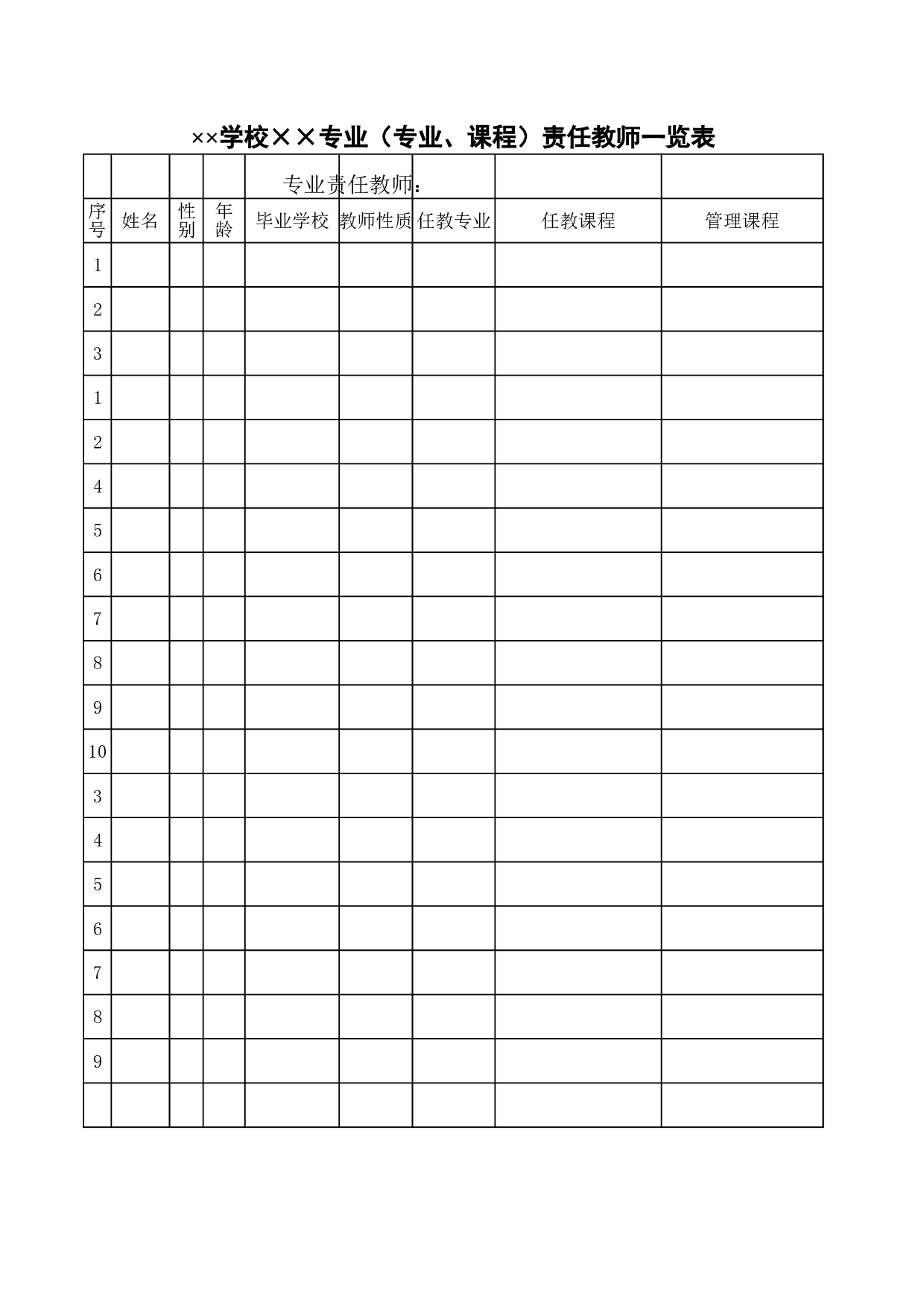 专业（专业、课程）责任教师一览表.xls 第1页