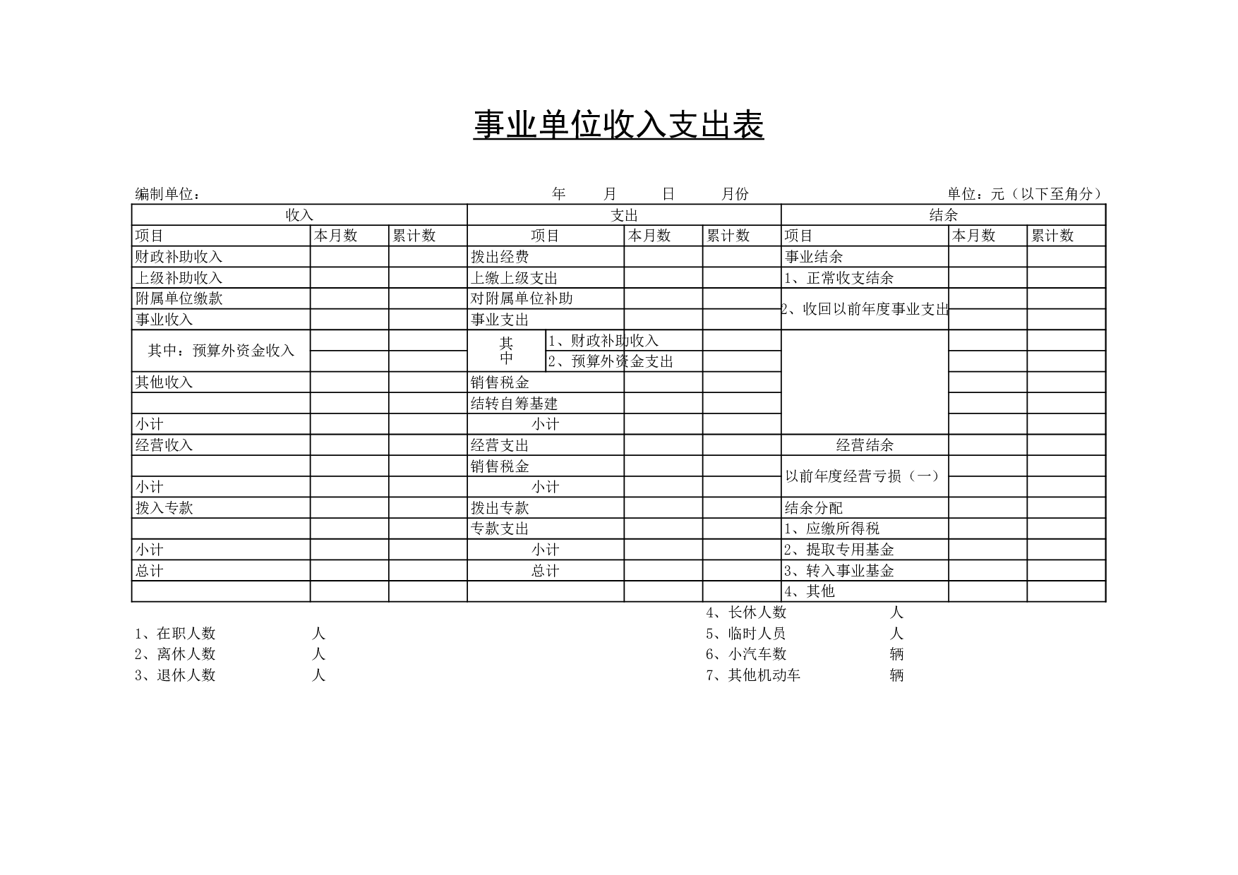 事业单位收入支出表.xls 第1页