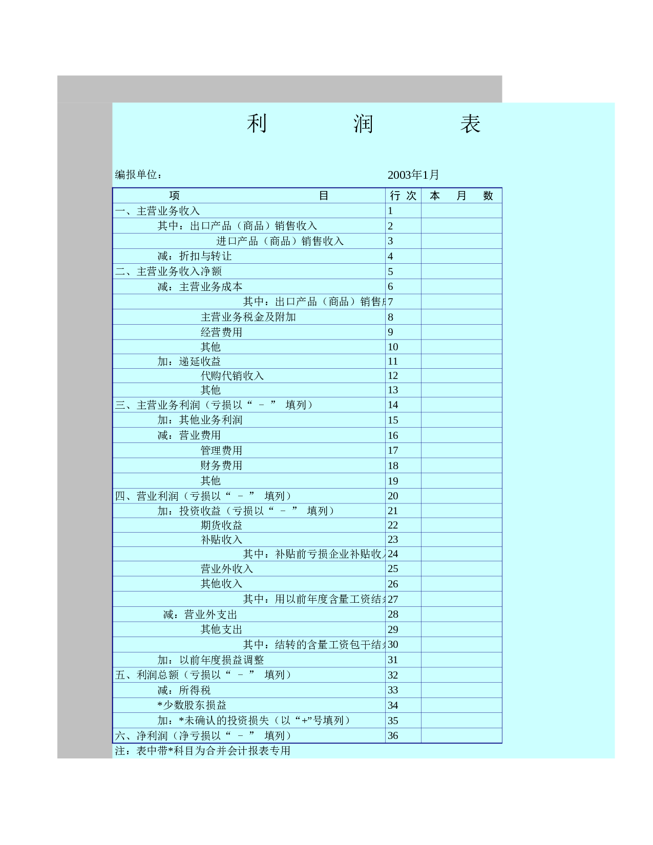 企业利润表.xls 第1页