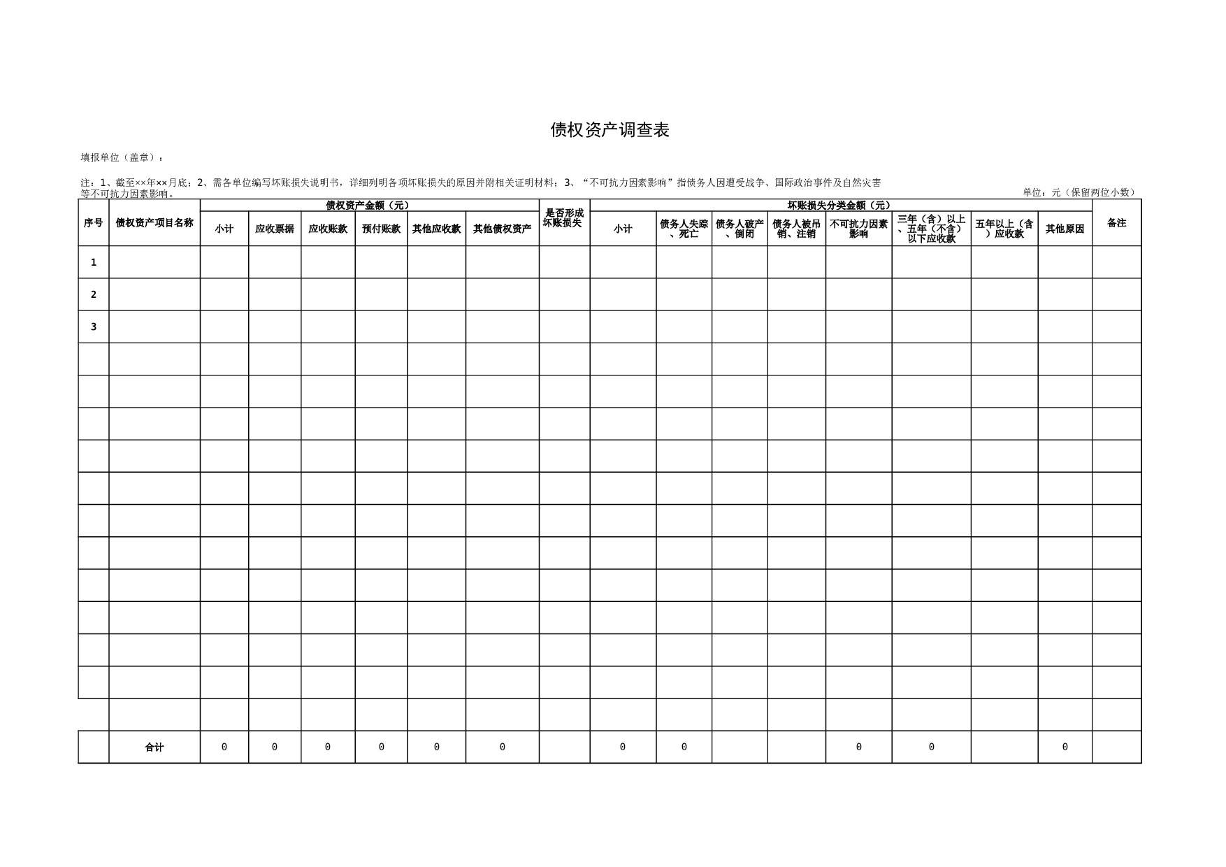 债权资产调查表.xls 第1页