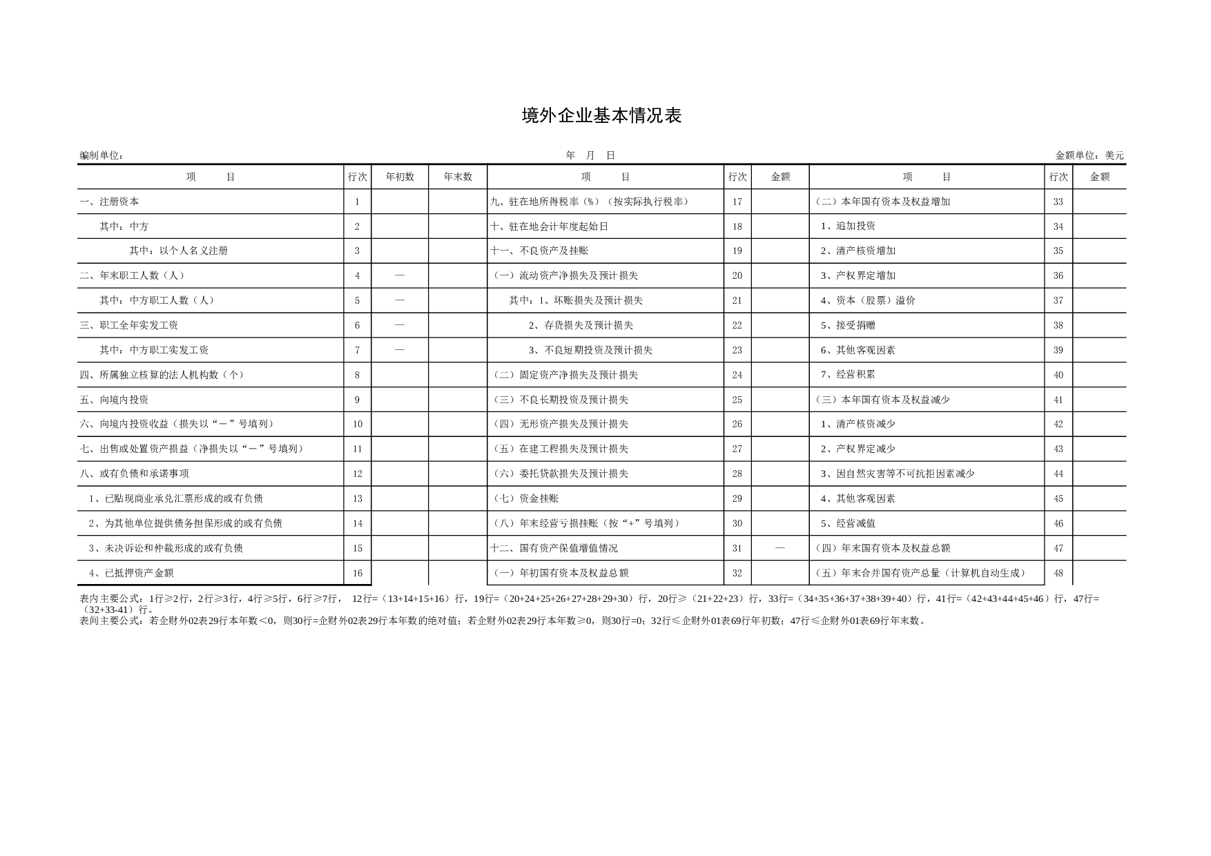 境外企业基本情况表.xls 第1页