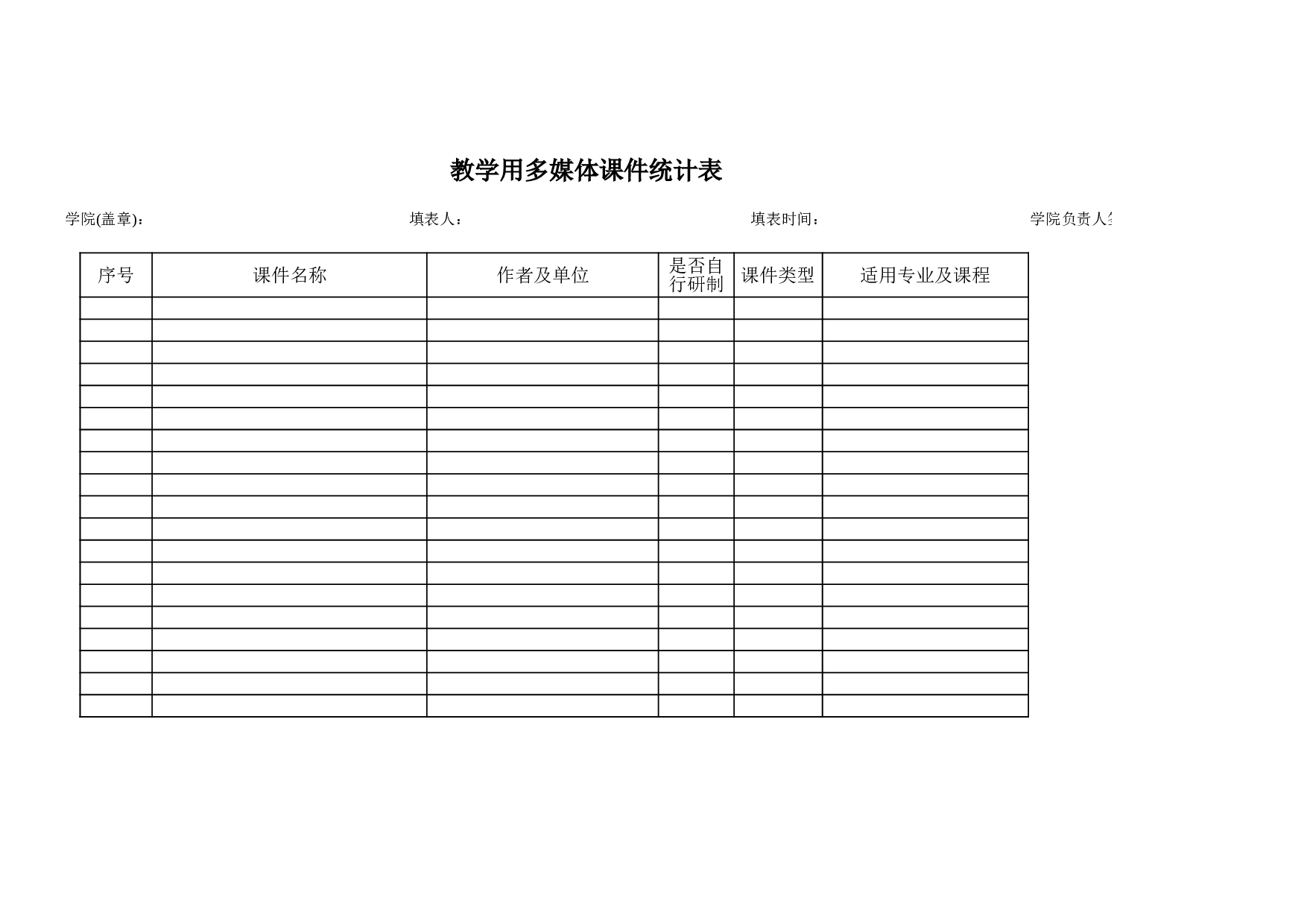 多媒体课件统计表.xls 第1页
