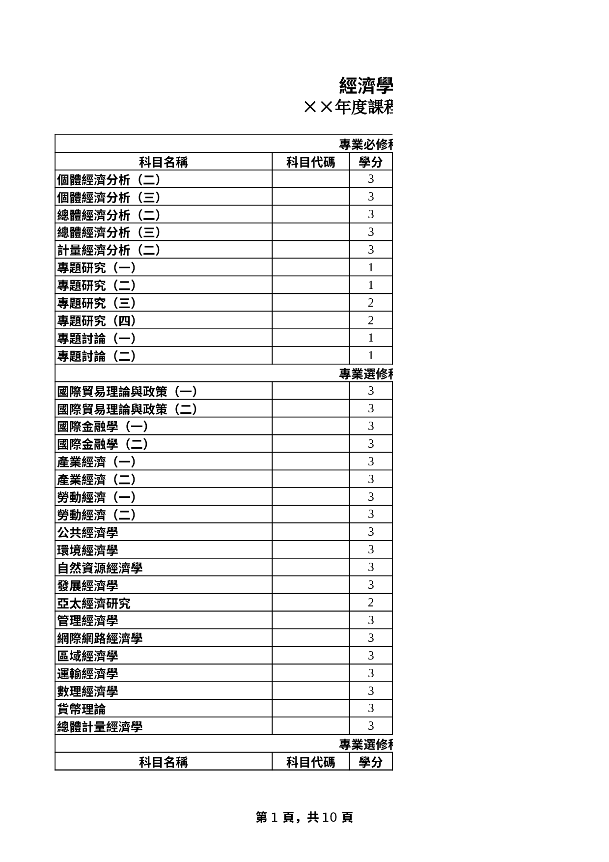 大学年度課程規劃表.xls 第1页