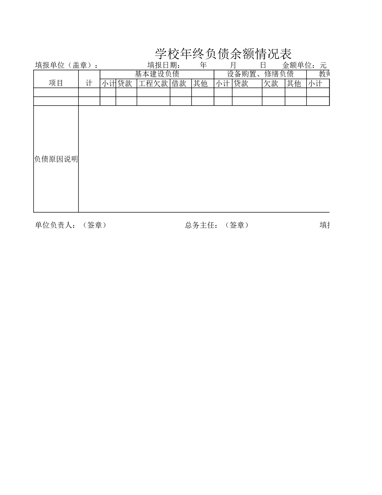 学校年终负债余额情况表.xls 第1页