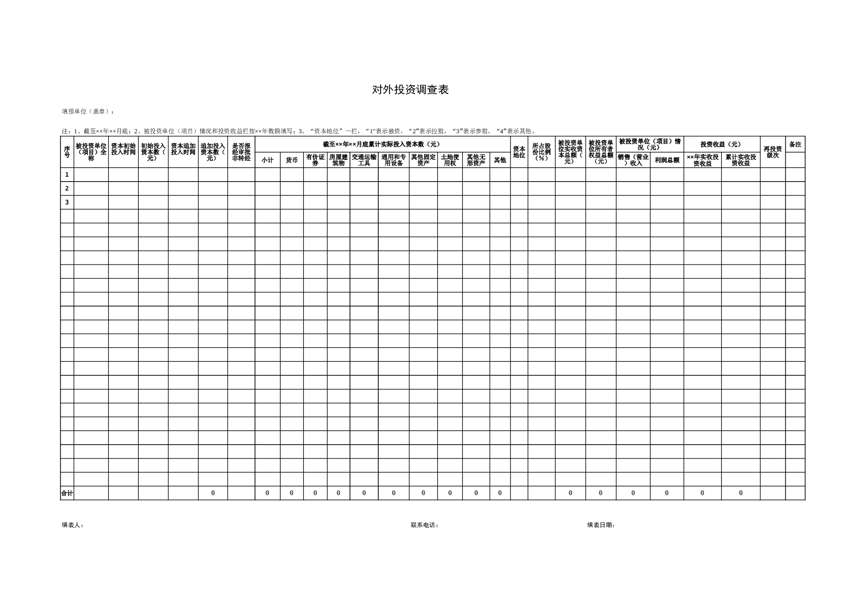 对外投资调查表.xls 第1页