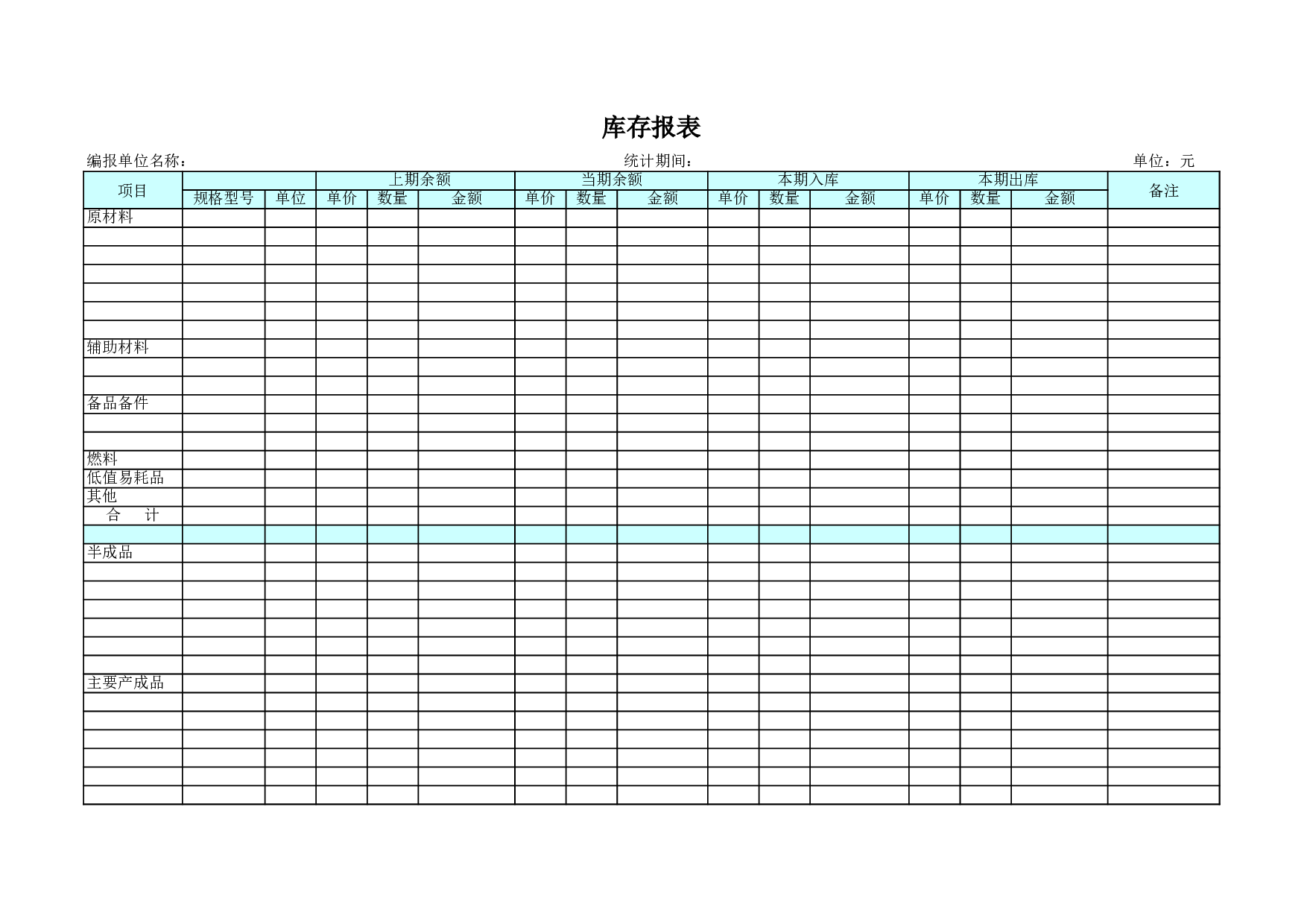 库存报表.xls 第1页
