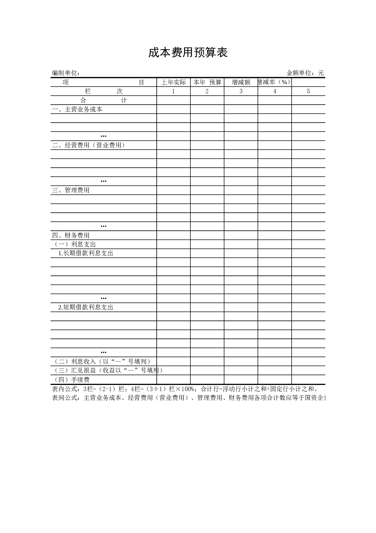成本费用预算表.xls 第1页