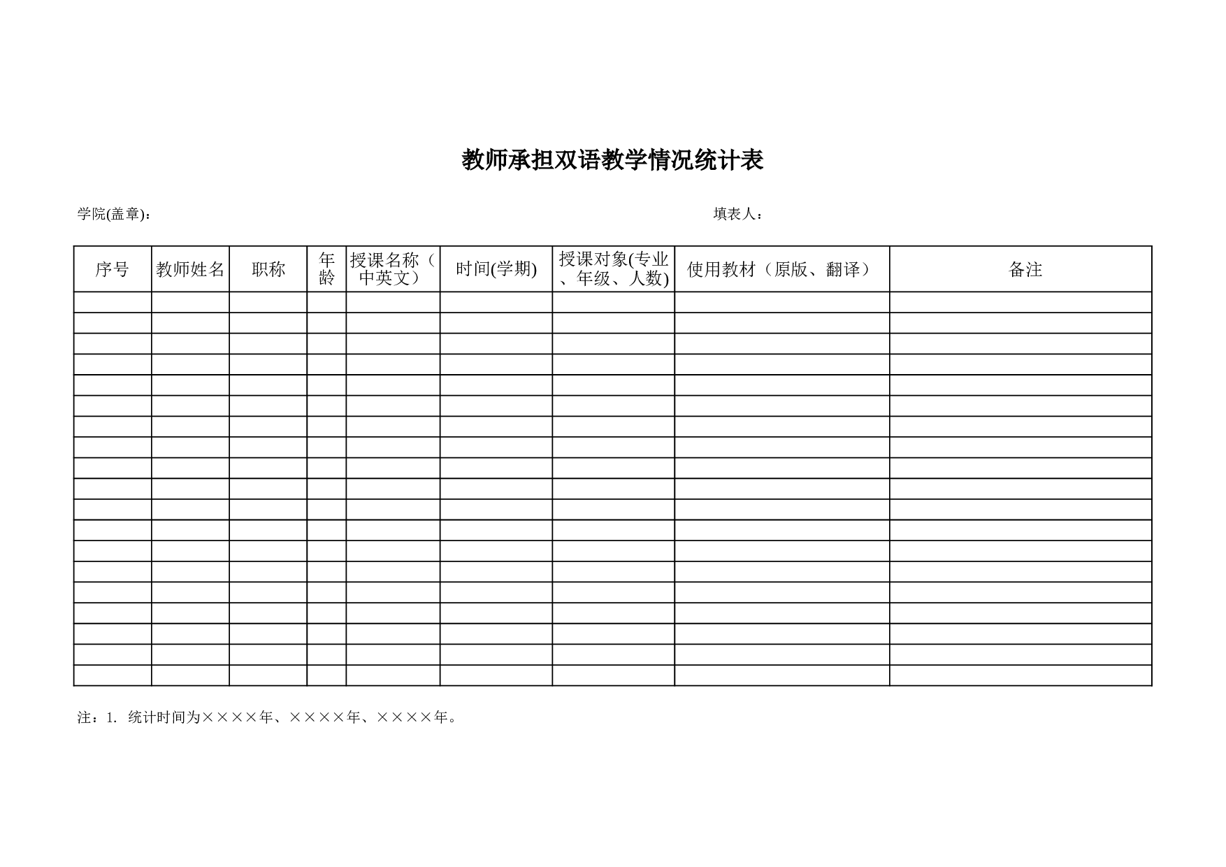 教师承担双语教学情况统计表.xls 第1页