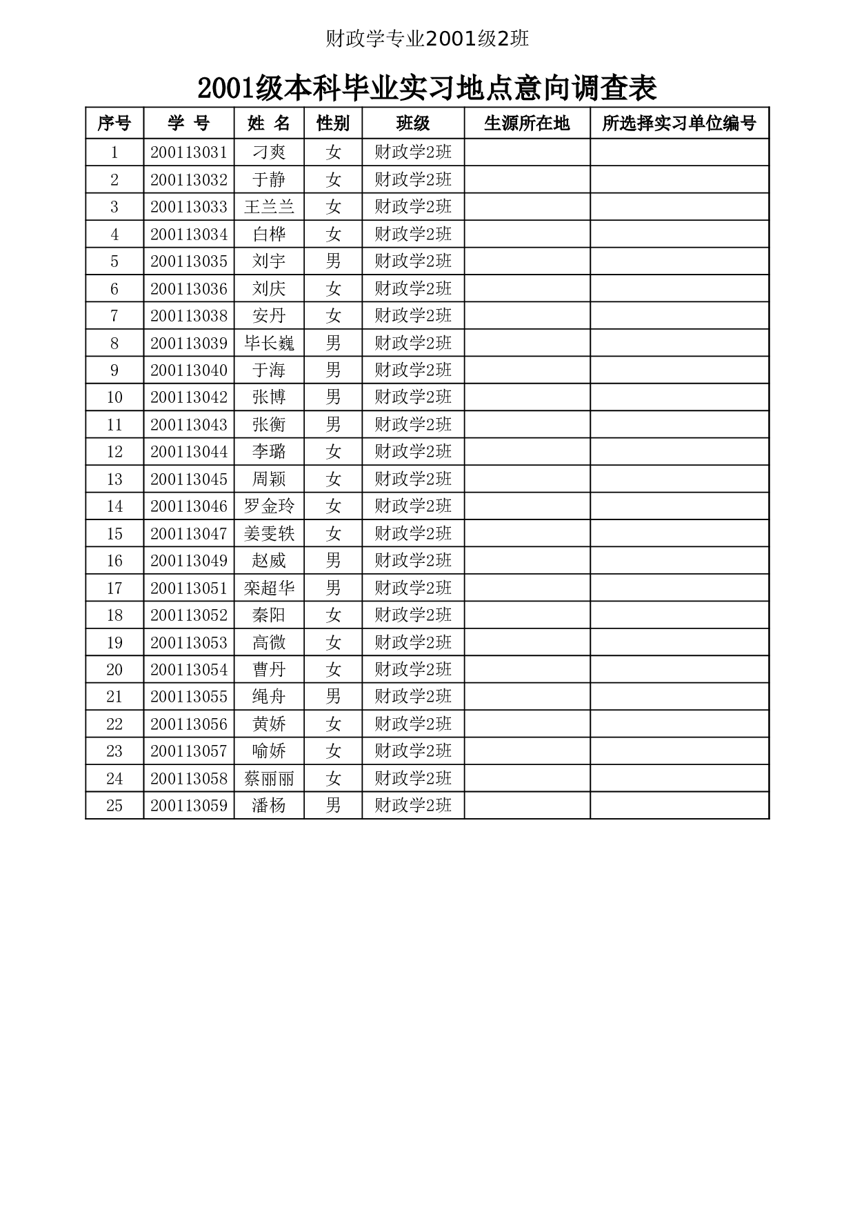 本科毕业实习地点意向调查表.xls 第5页
