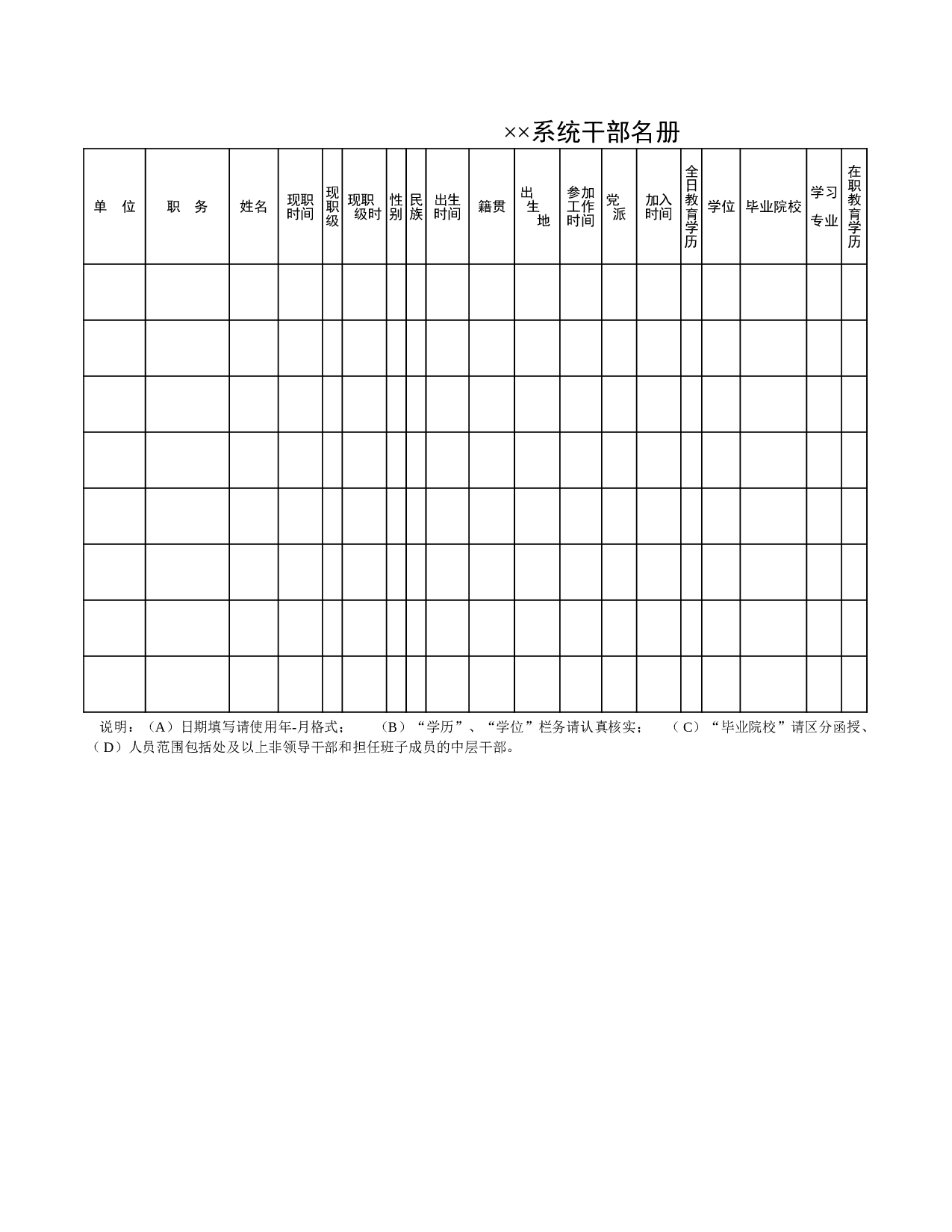 系统干部名册.xls 第1页