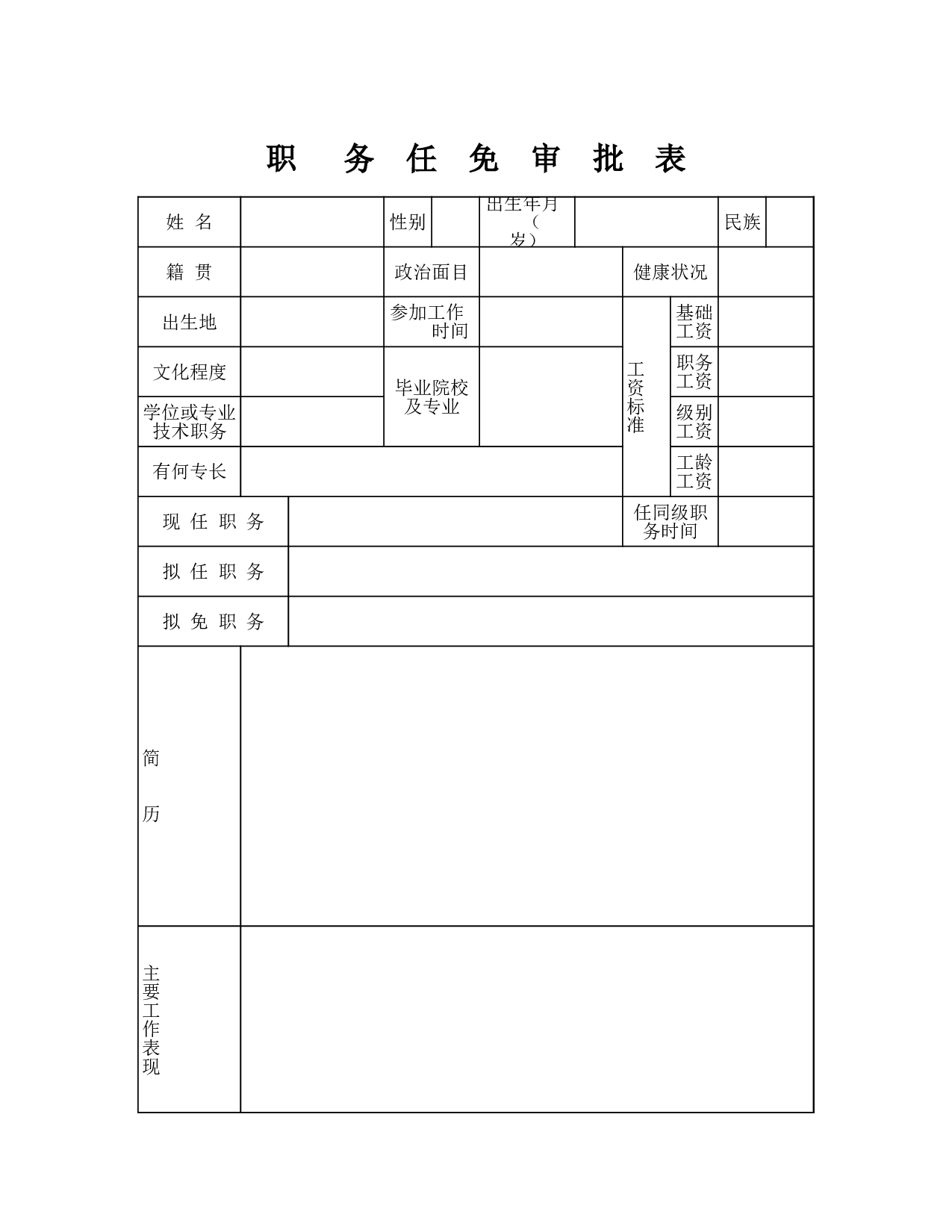 职务任免审批表.xls 第1页