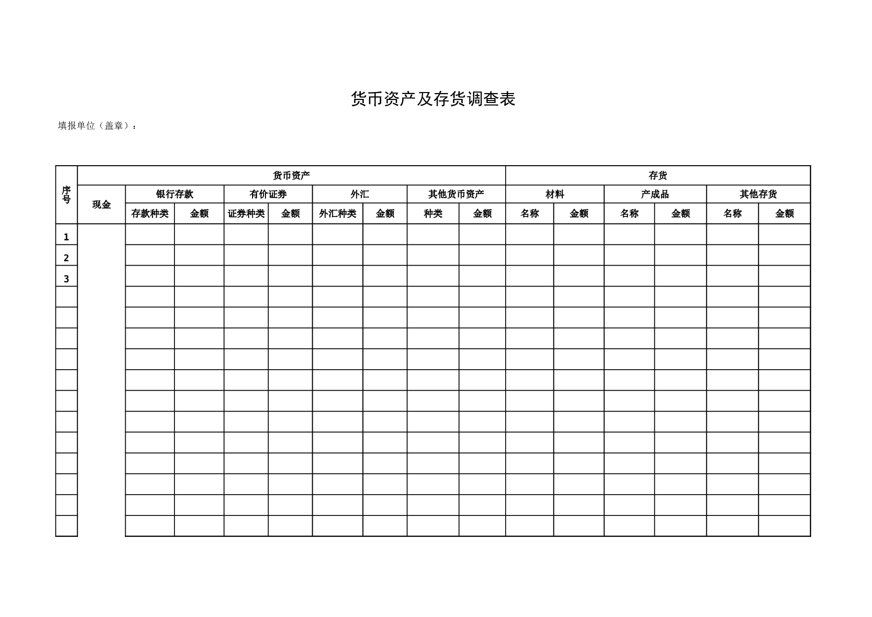 货币资产及存货调查表.xls 第1页