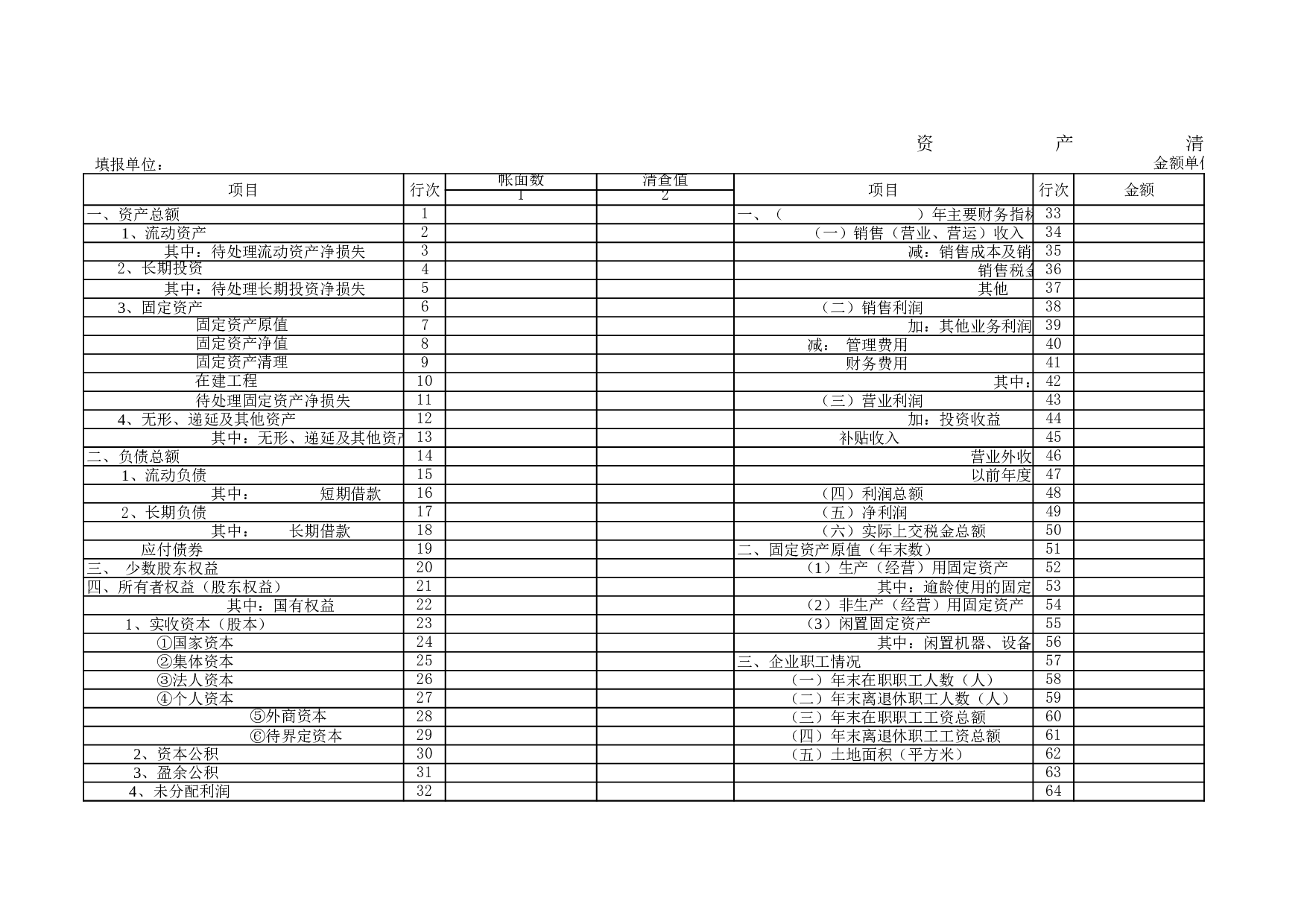 资产清查表.xls 第1页