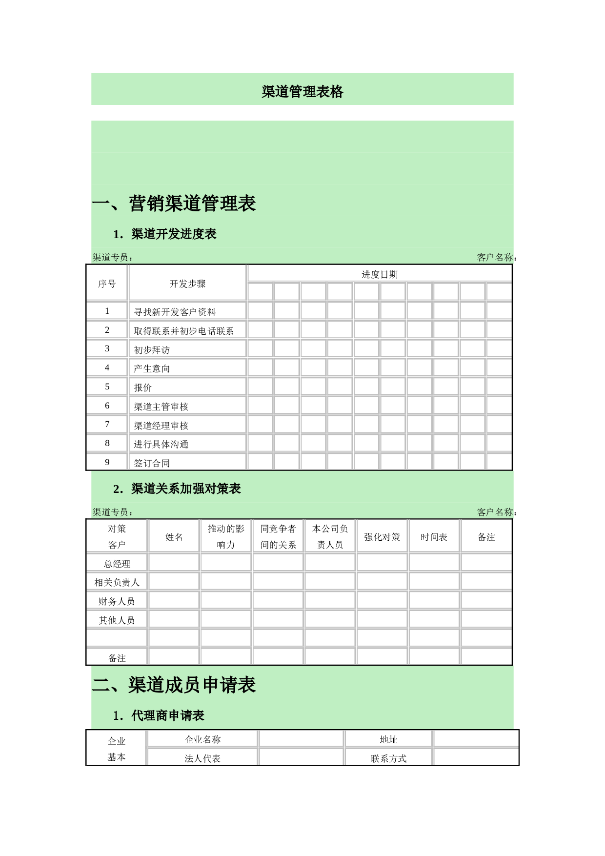 渠道管理表格 7个.doc 第1页