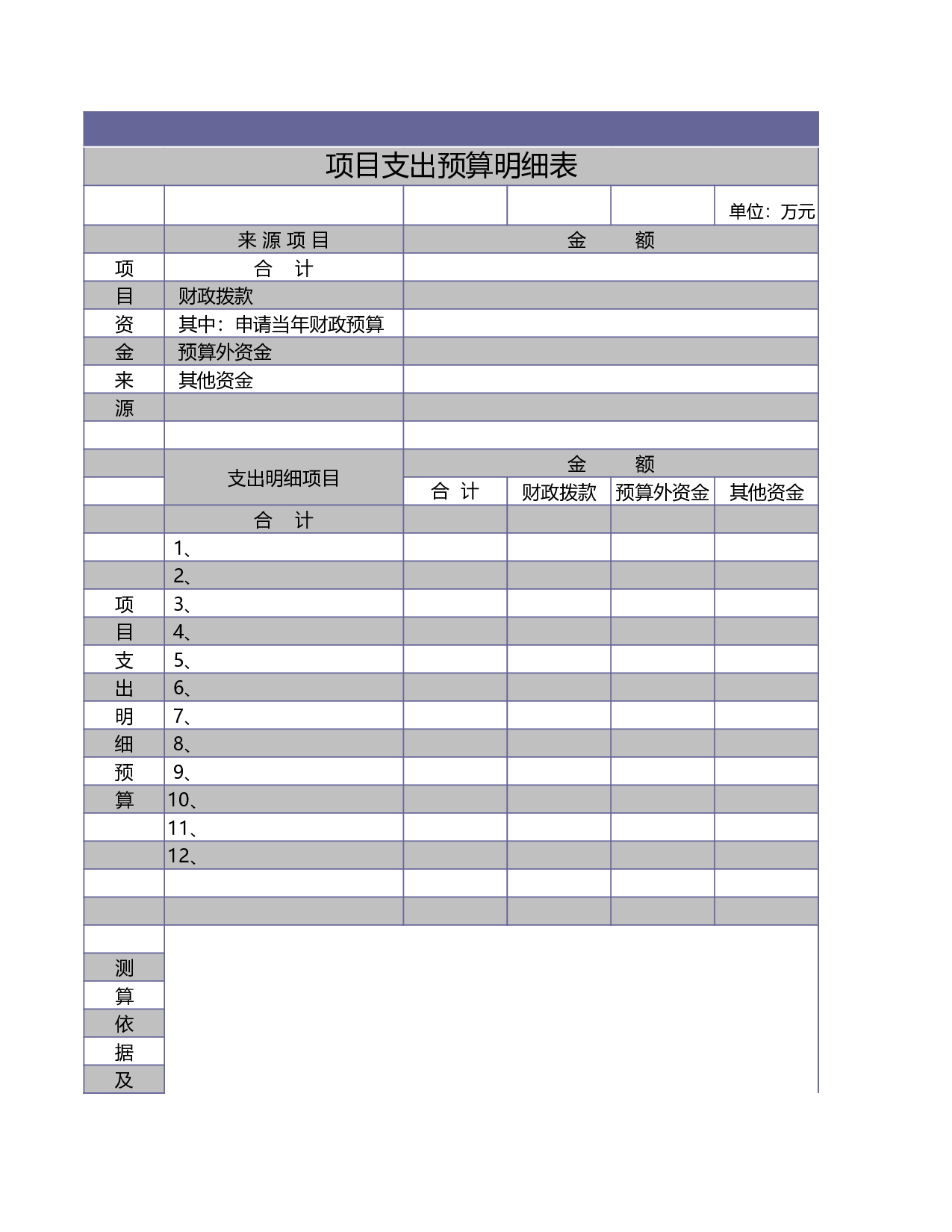 项目支出预算明细表excel模板.xls 第1页