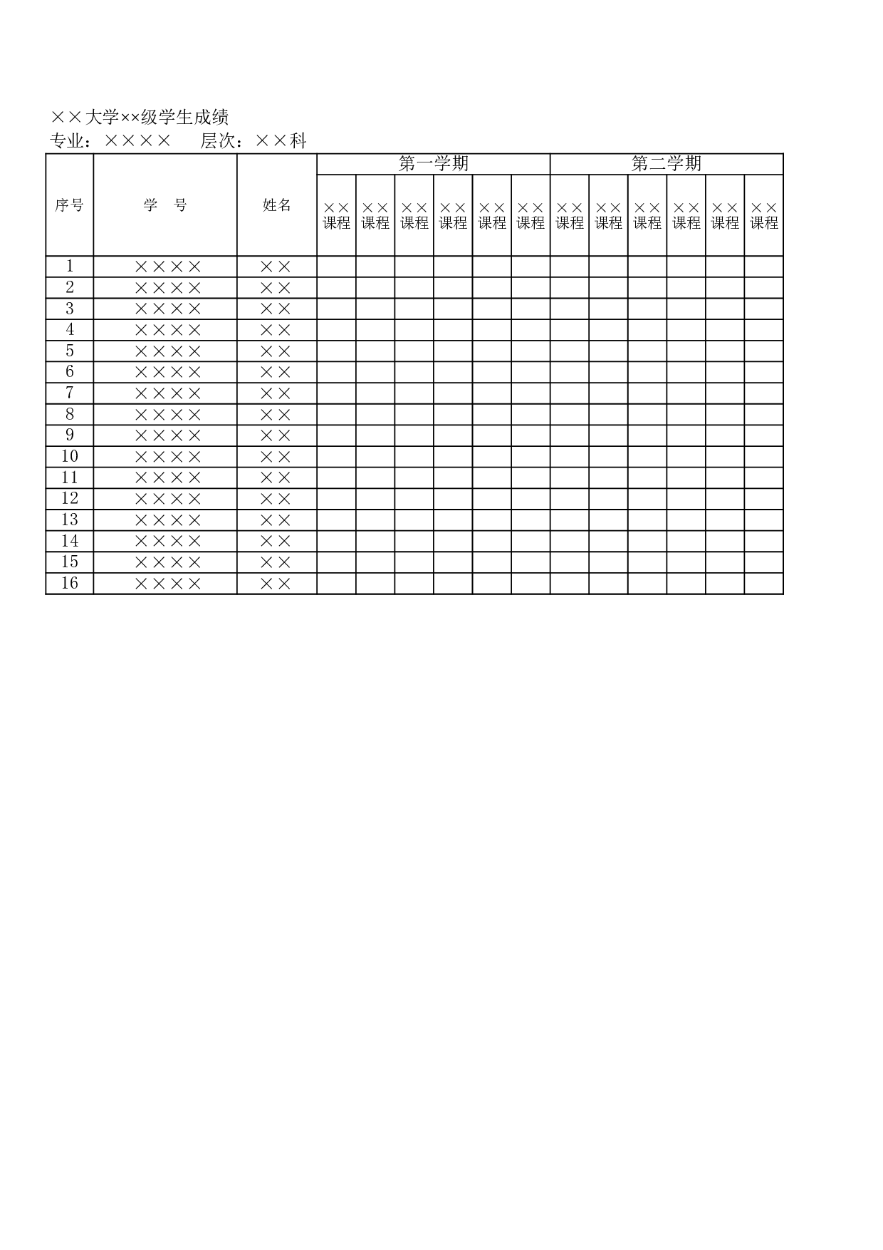 学生成绩表.xls 第2页