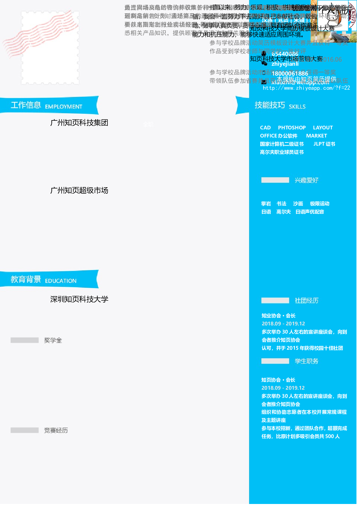 66.蓝色邮票简历.doc 第1页