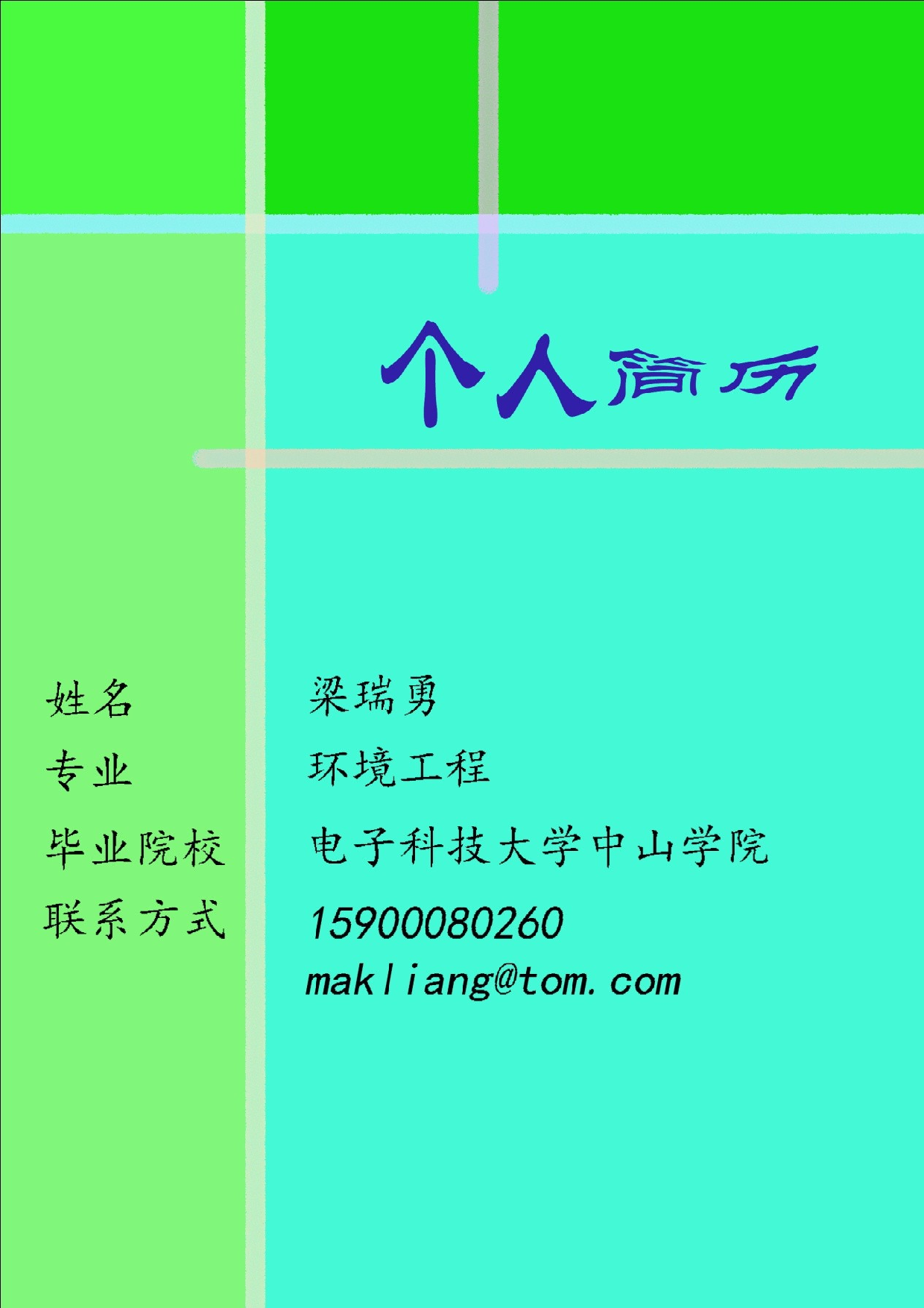 简历016-多色彩表格85.doc 第1页