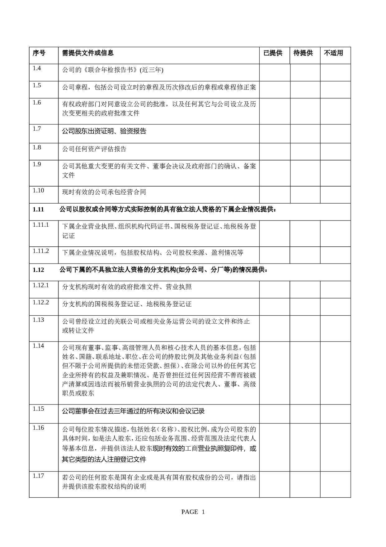 投资并购--法务尽职调查清单.doc 第2页