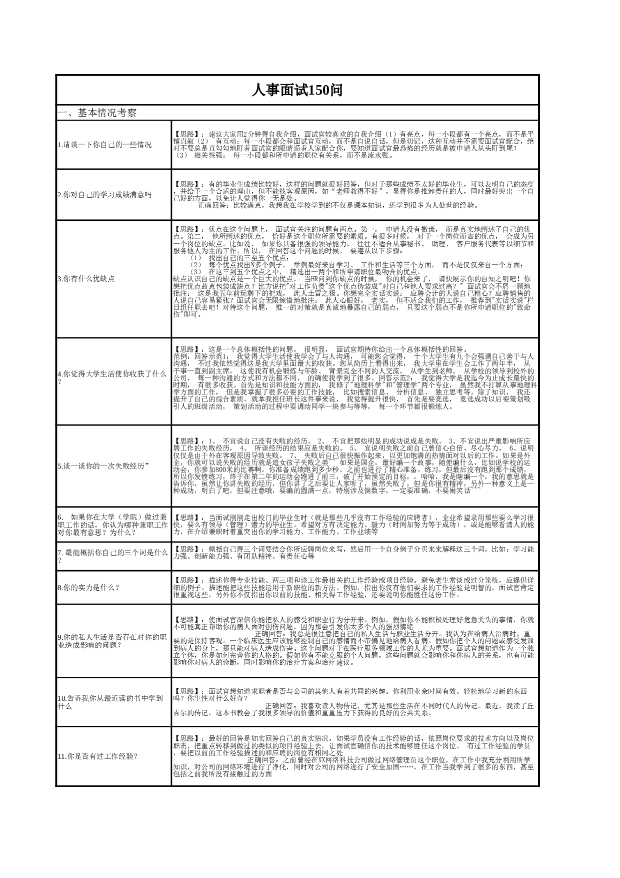 09-人事经典面试题剖析.xls 第1页