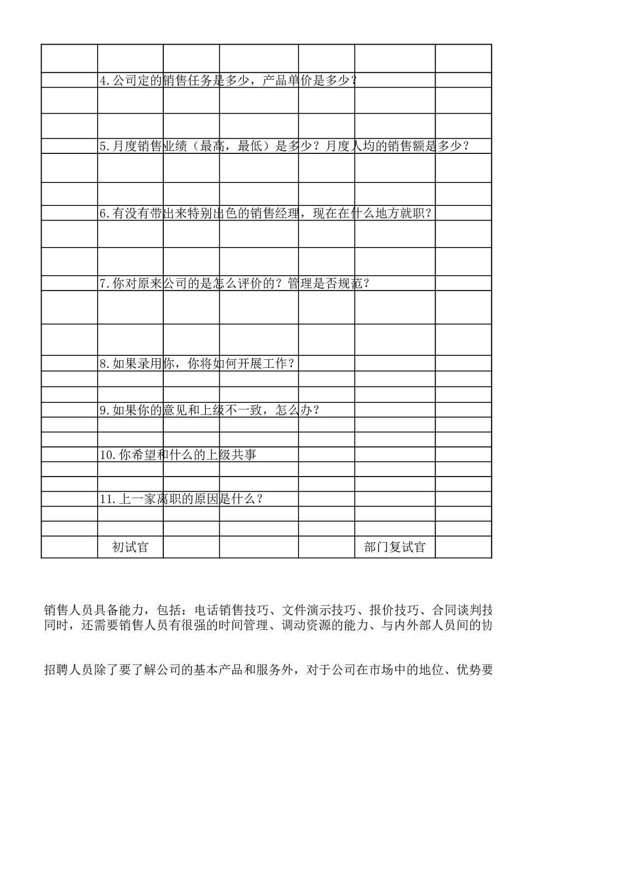 1-销售面试题.xls 第2页