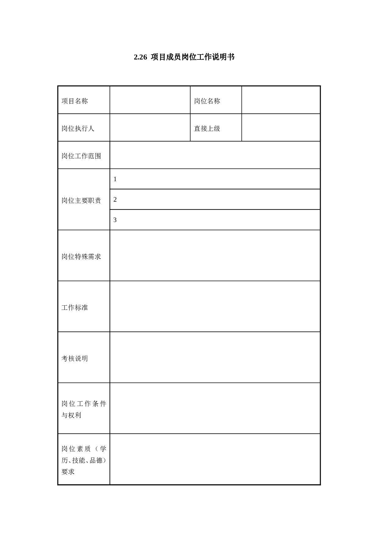 2.26 项目成员岗位工作说明书.doc 第1页